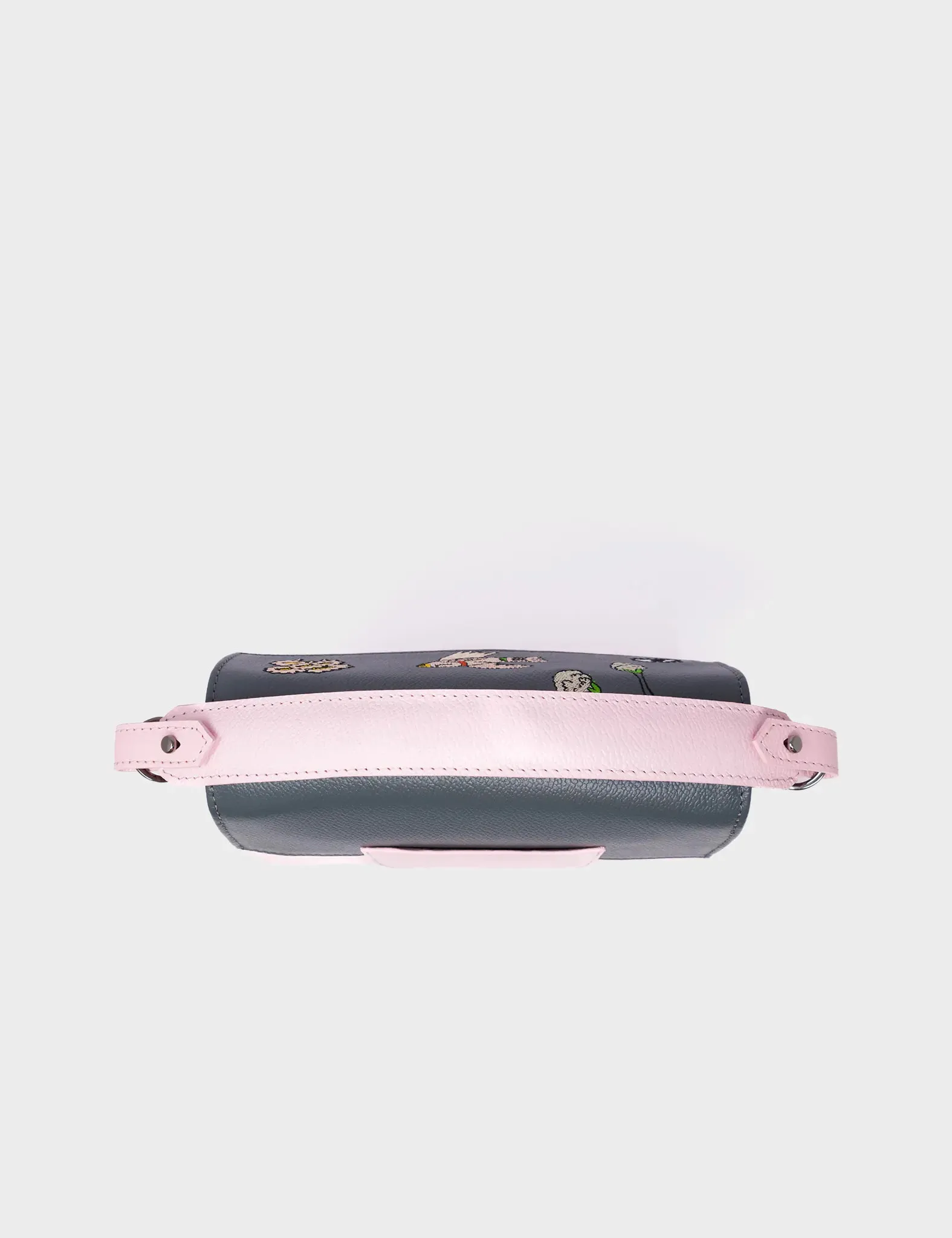 Anastasio Mini Crossbody Handbag Parfait Pink Leather - Flowers Design