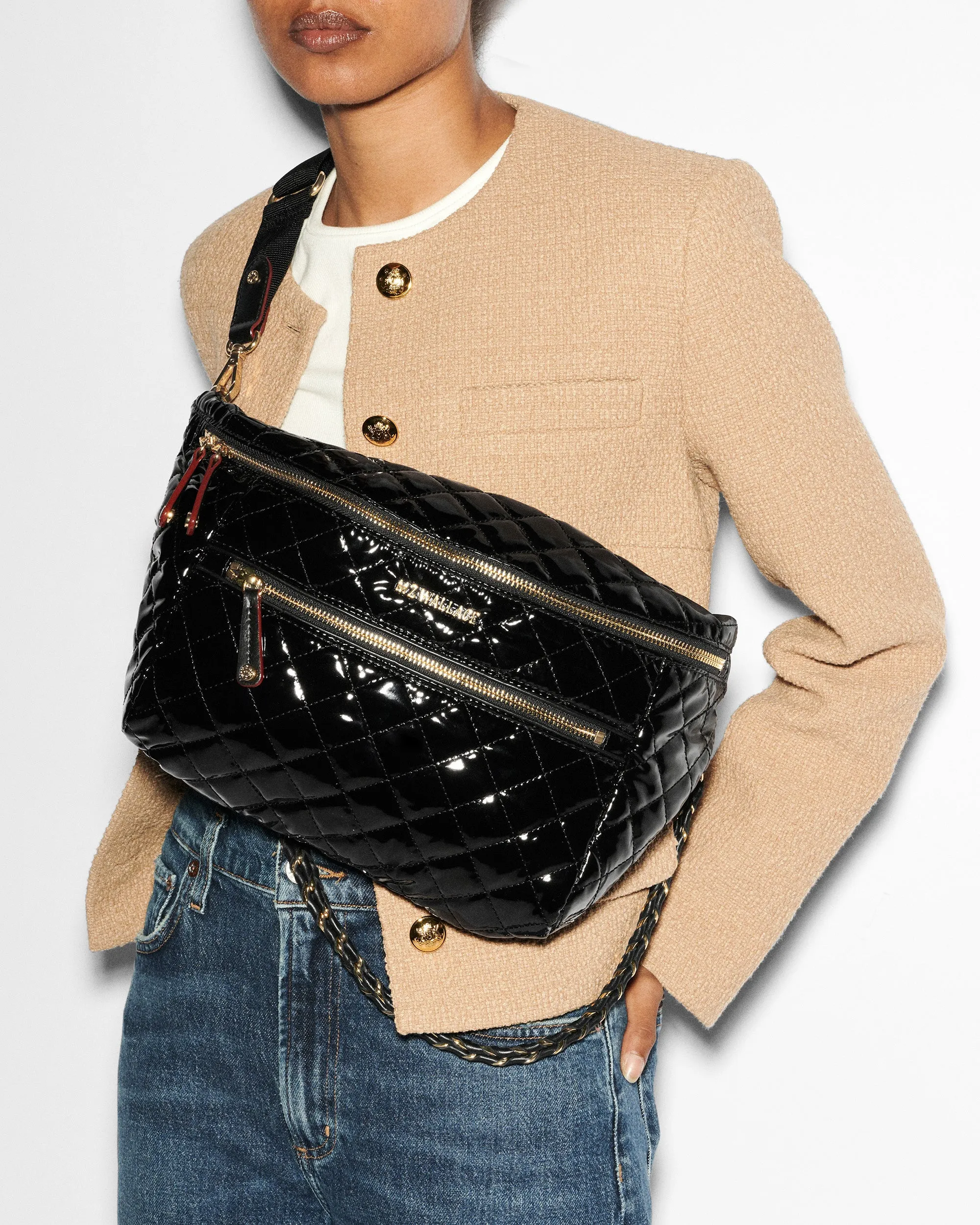 Black Lacquer Crosby Crossbody Sling Bag