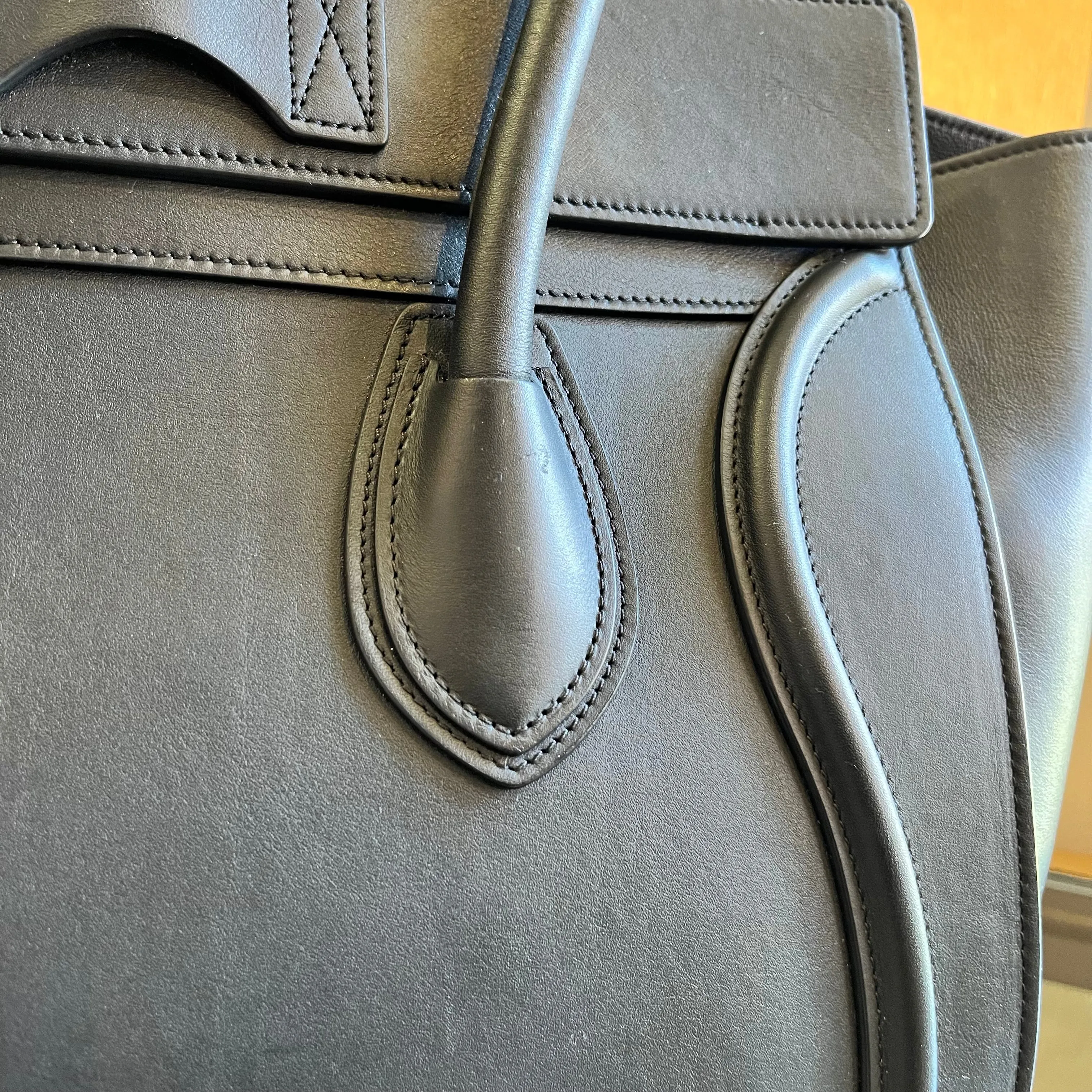 CELINE Luggage Mini Black Smooth Calfskin Leather Tote Bag