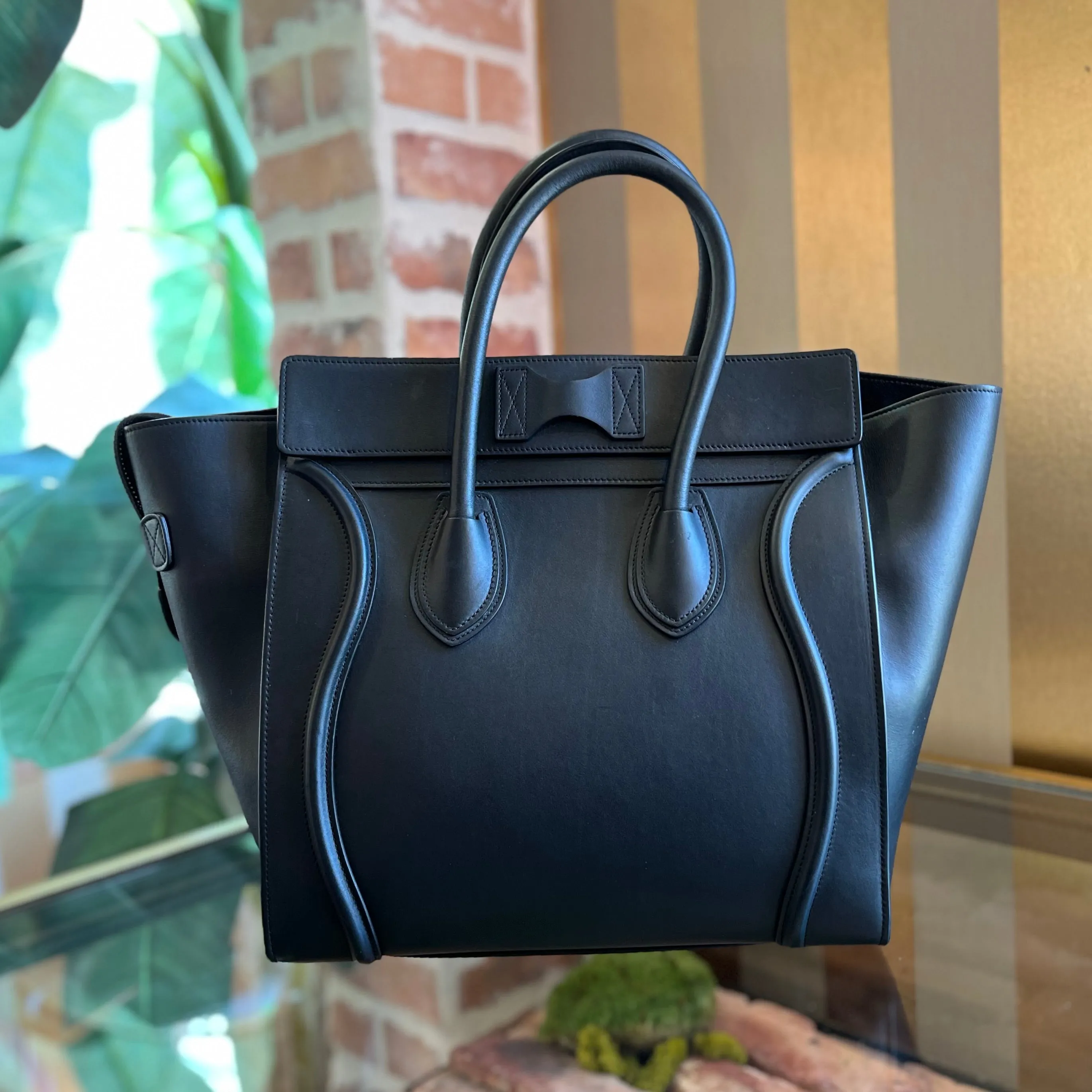 CELINE Luggage Mini Black Smooth Calfskin Leather Tote Bag