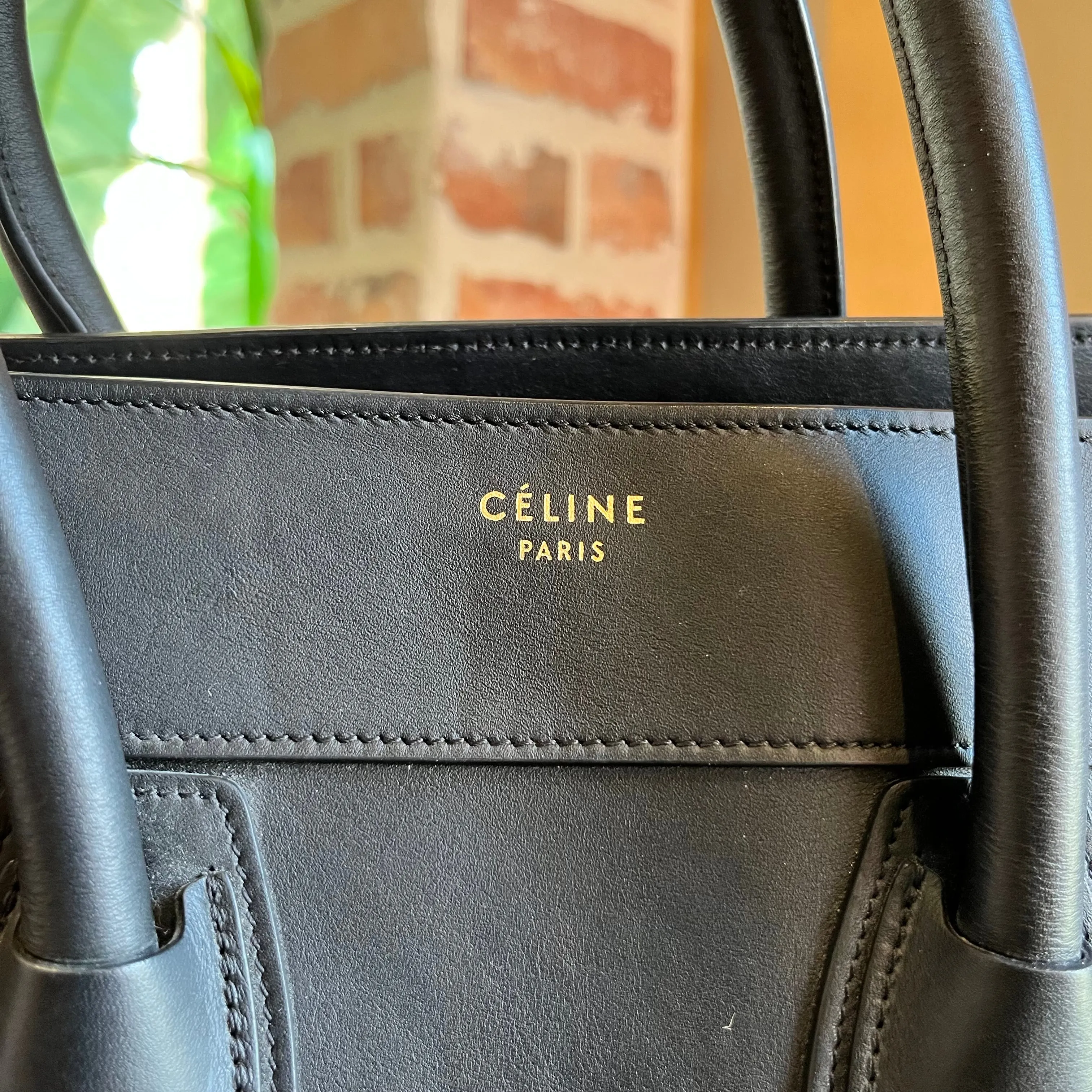CELINE Luggage Mini Black Smooth Calfskin Leather Tote Bag