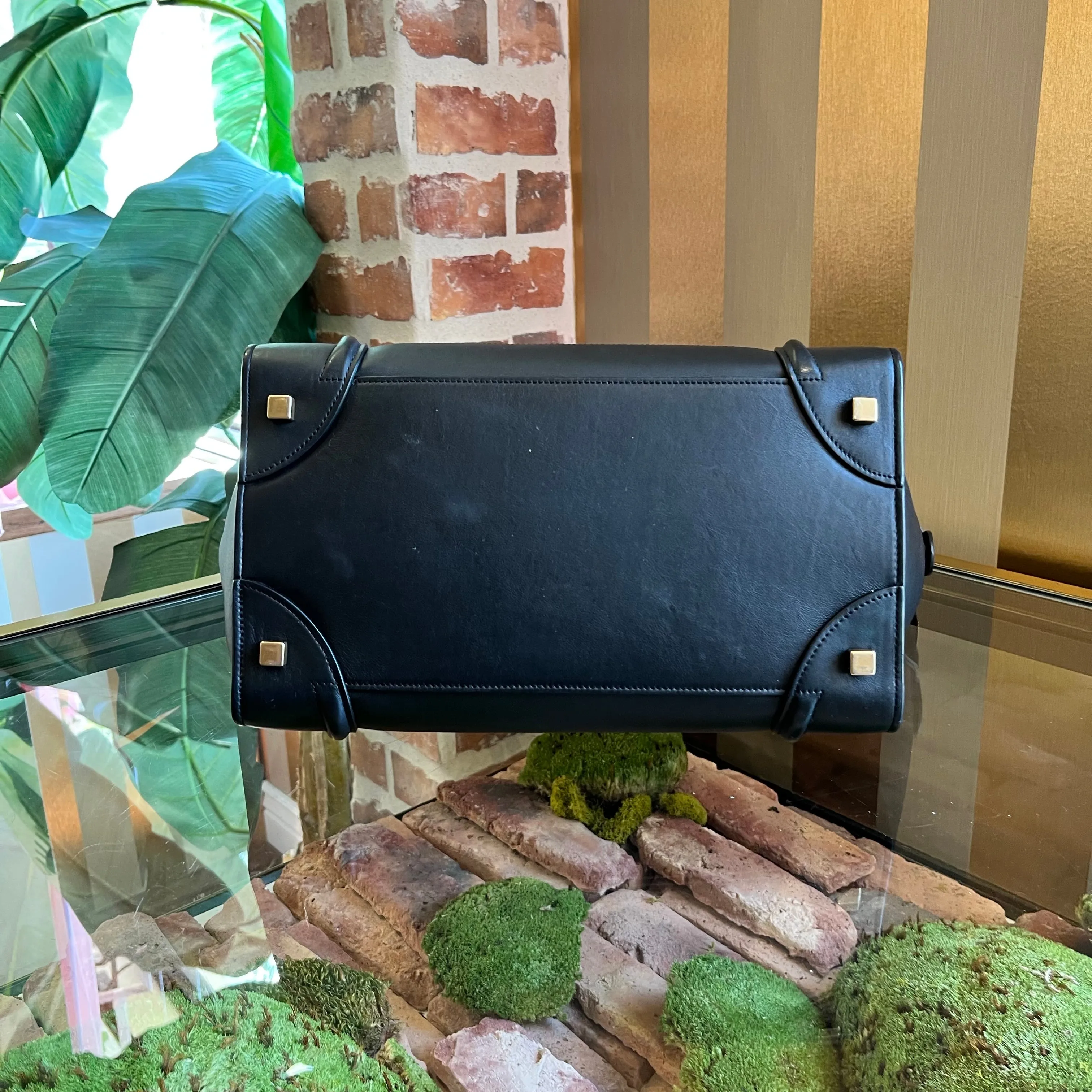 CELINE Luggage Mini Black Smooth Calfskin Leather Tote Bag
