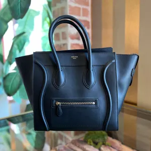 CELINE Luggage Mini Black Smooth Calfskin Leather Tote Bag