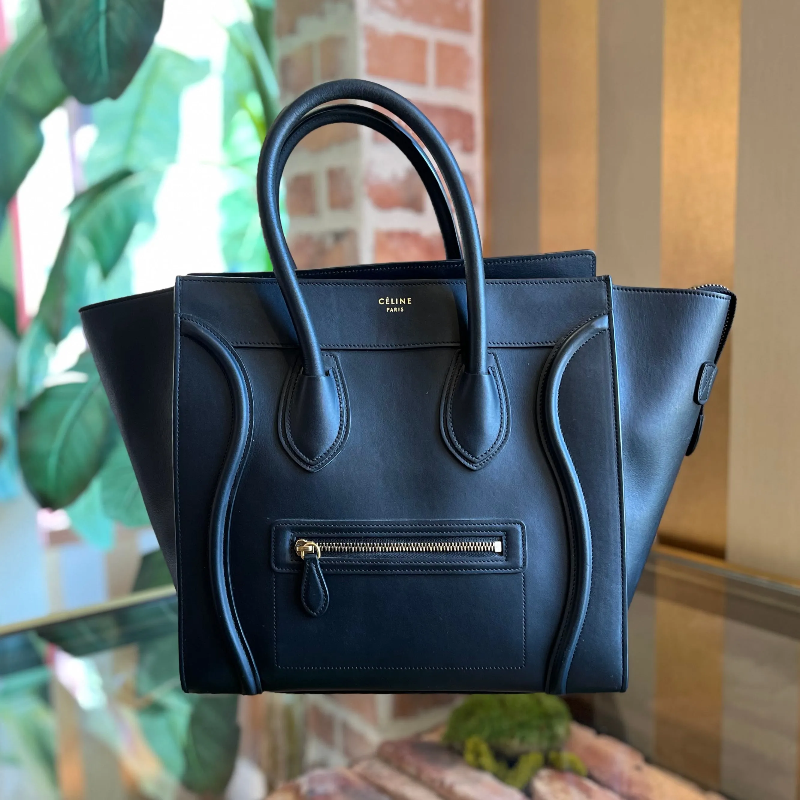 CELINE Luggage Mini Black Smooth Calfskin Leather Tote Bag