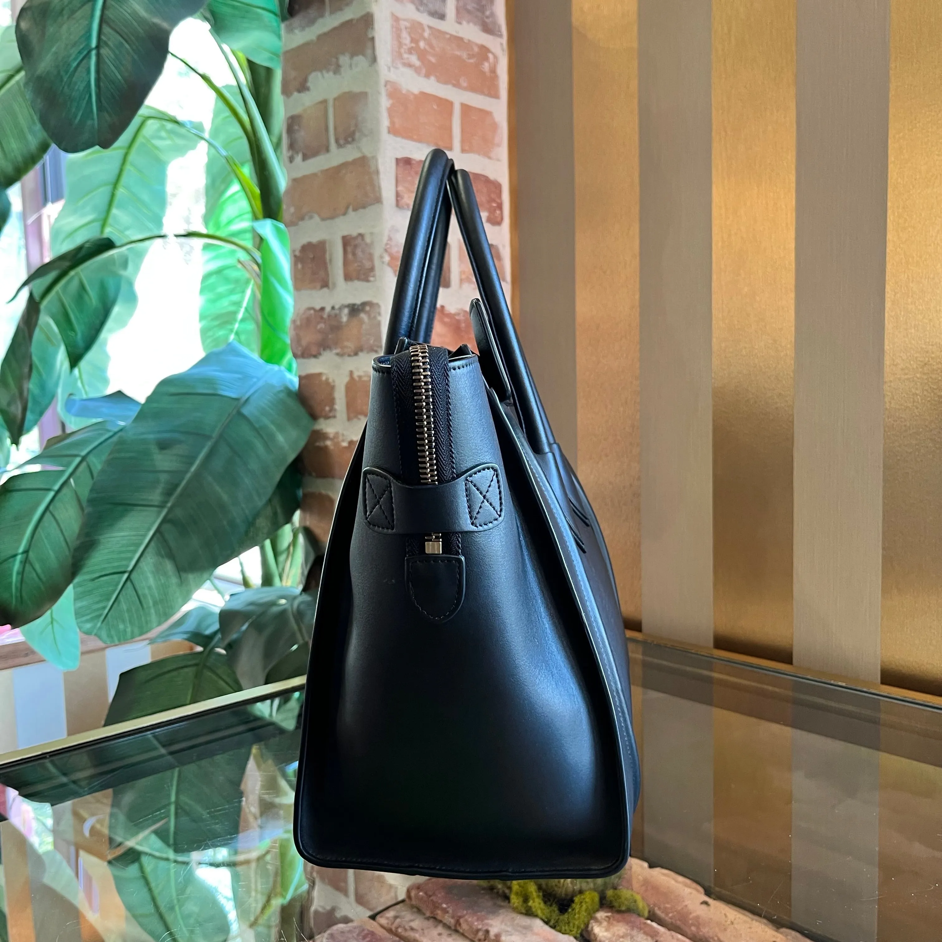 CELINE Luggage Mini Black Smooth Calfskin Leather Tote Bag