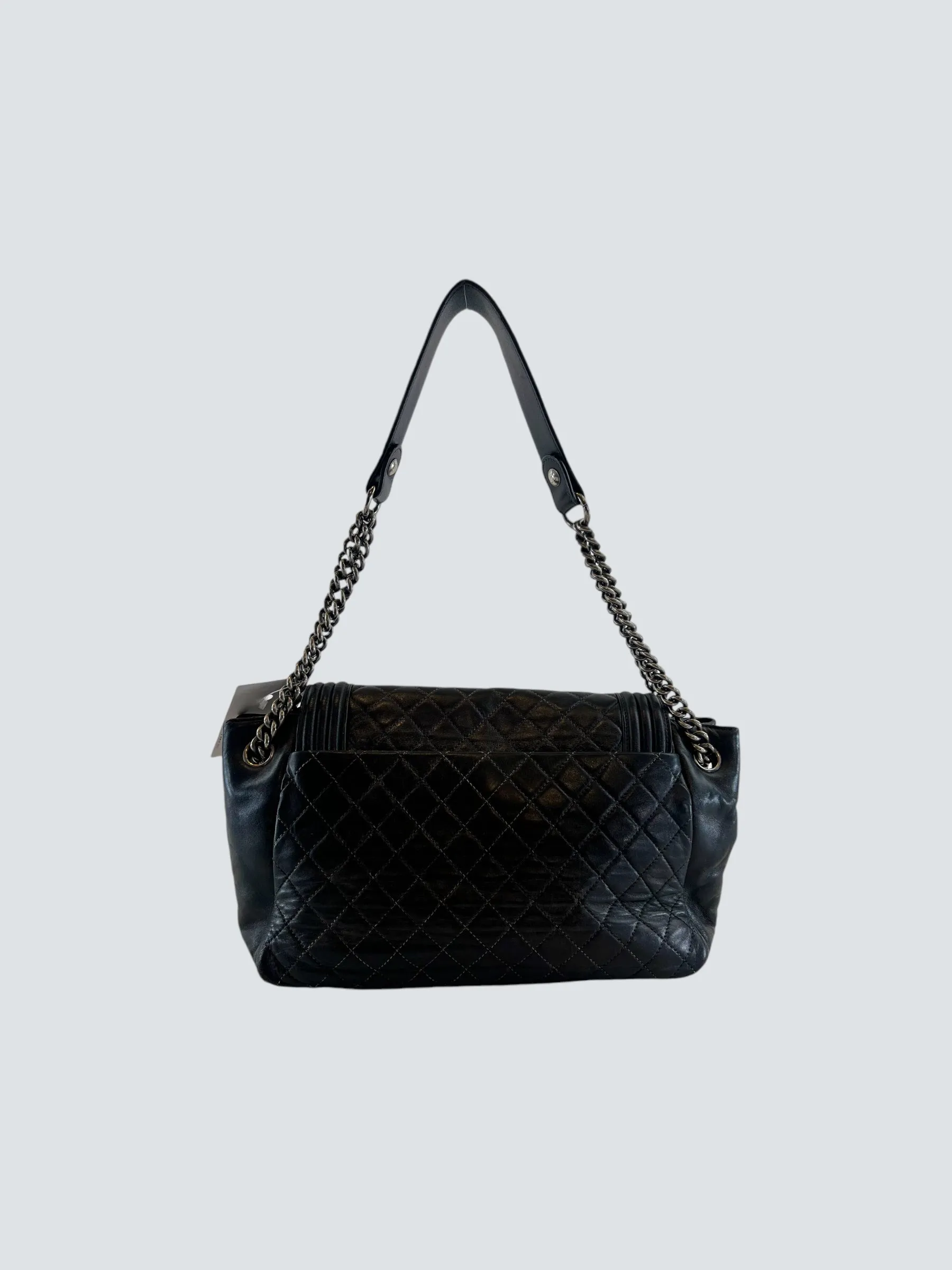 Chanel Black Quilted Leather Boy Accordian Flap