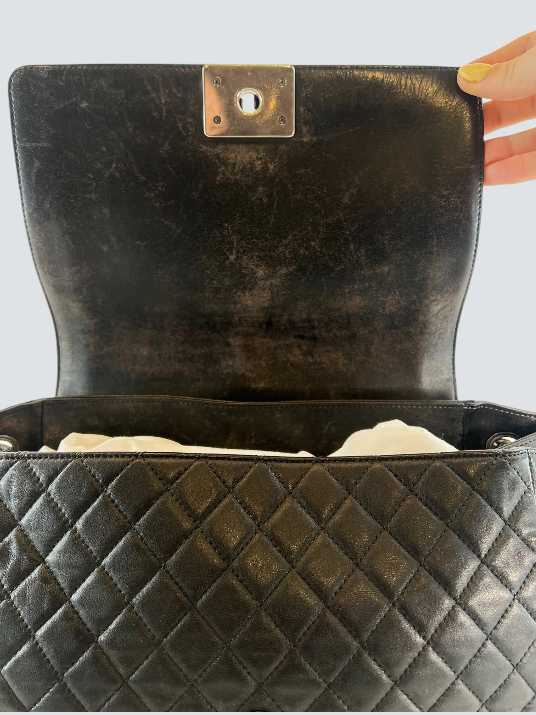 Chanel Black Quilted Leather Boy Accordian Flap