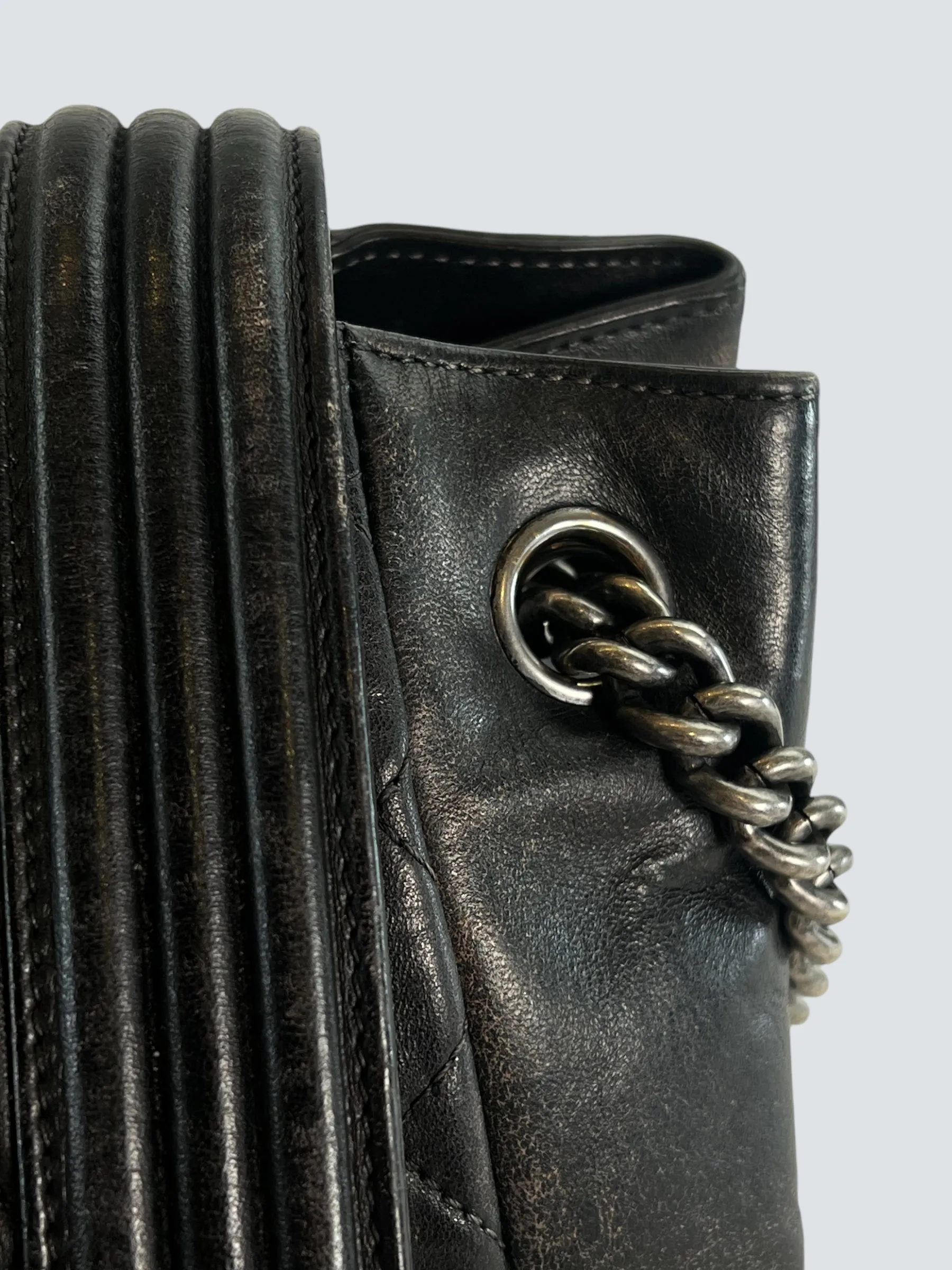 Chanel Black Quilted Leather Boy Accordian Flap