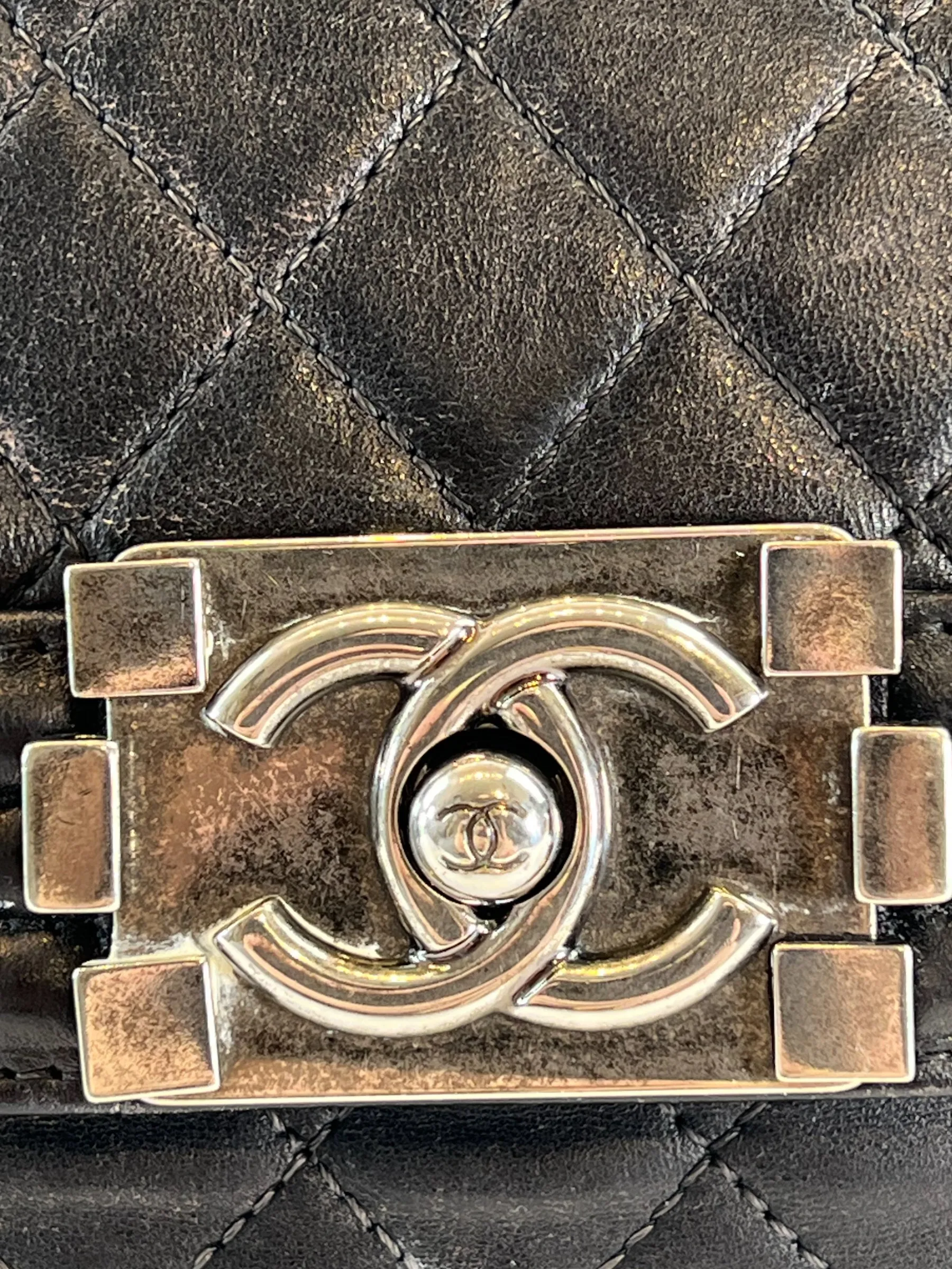 Chanel Black Quilted Leather Boy Accordian Flap