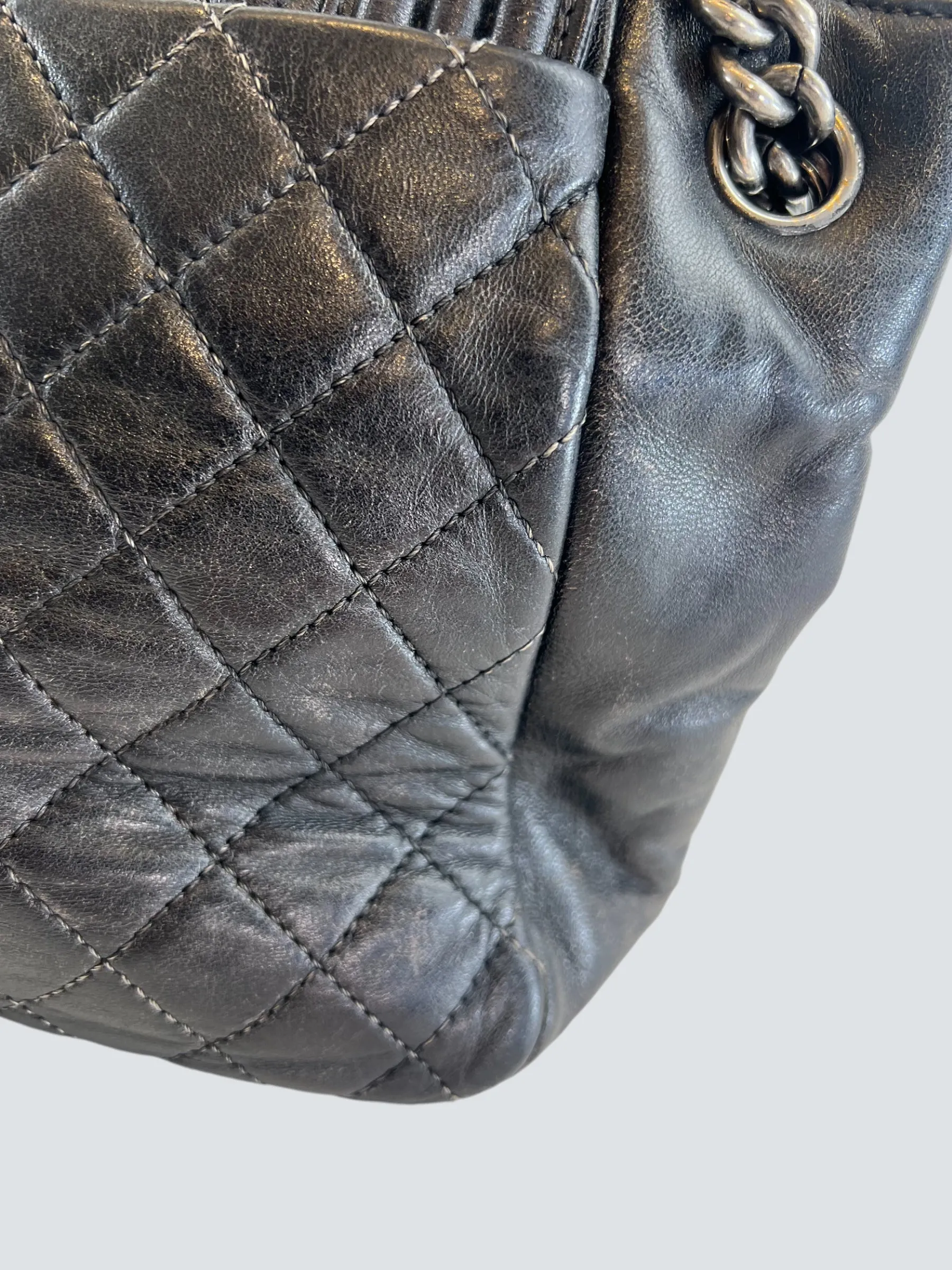 Chanel Black Quilted Leather Boy Accordian Flap