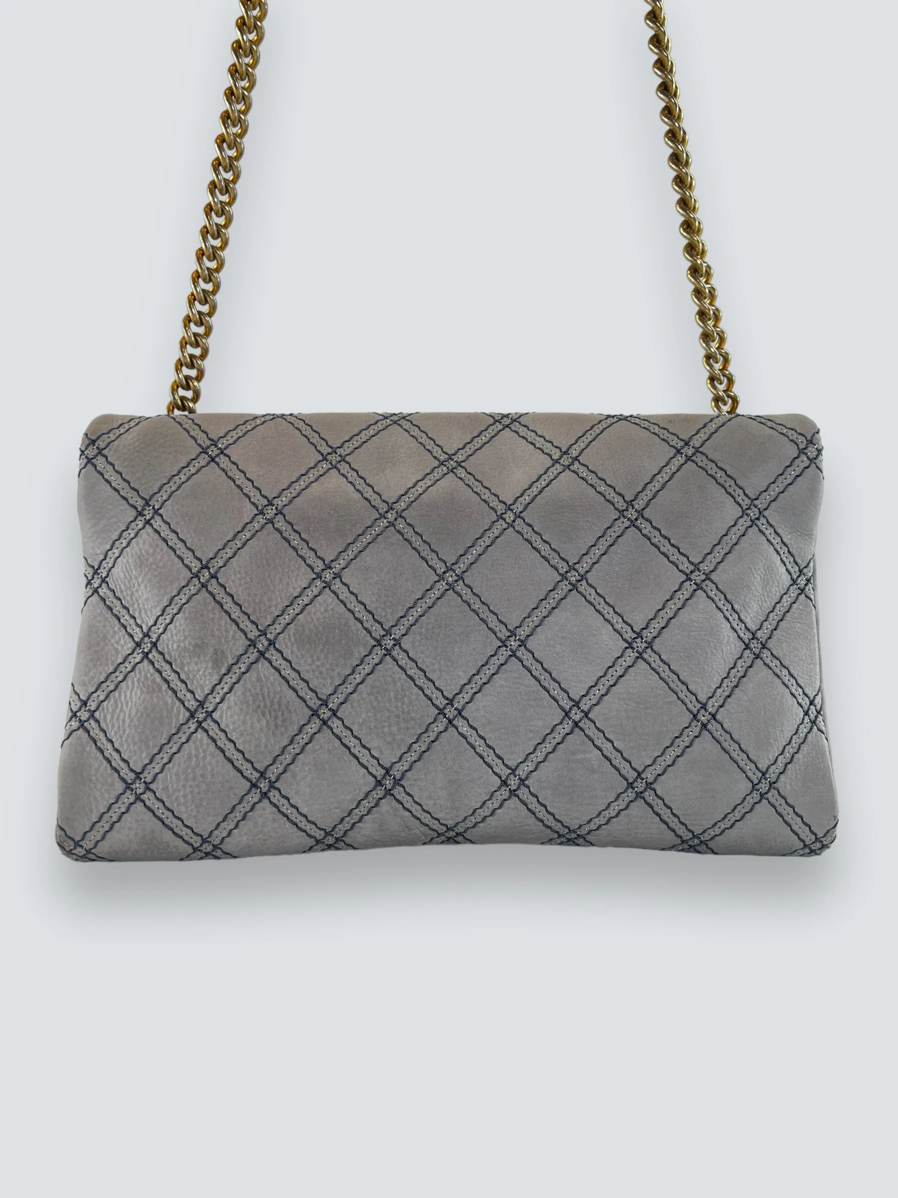 Chanel Powder Grey Quilted Leather Medium Stitch Flap