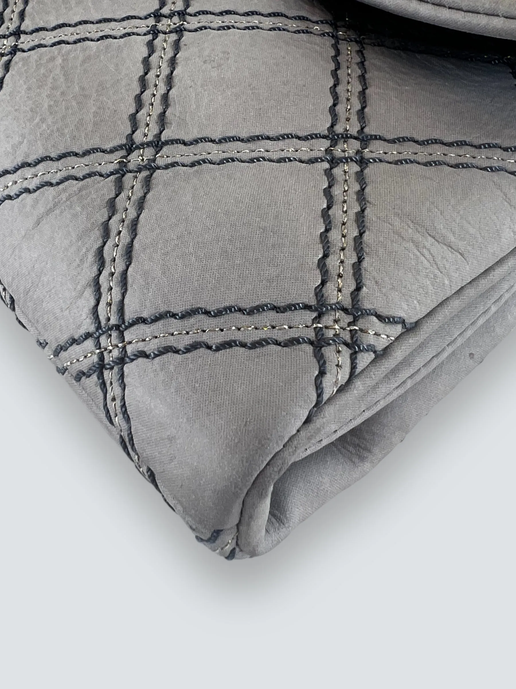Chanel Powder Grey Quilted Leather Medium Stitch Flap