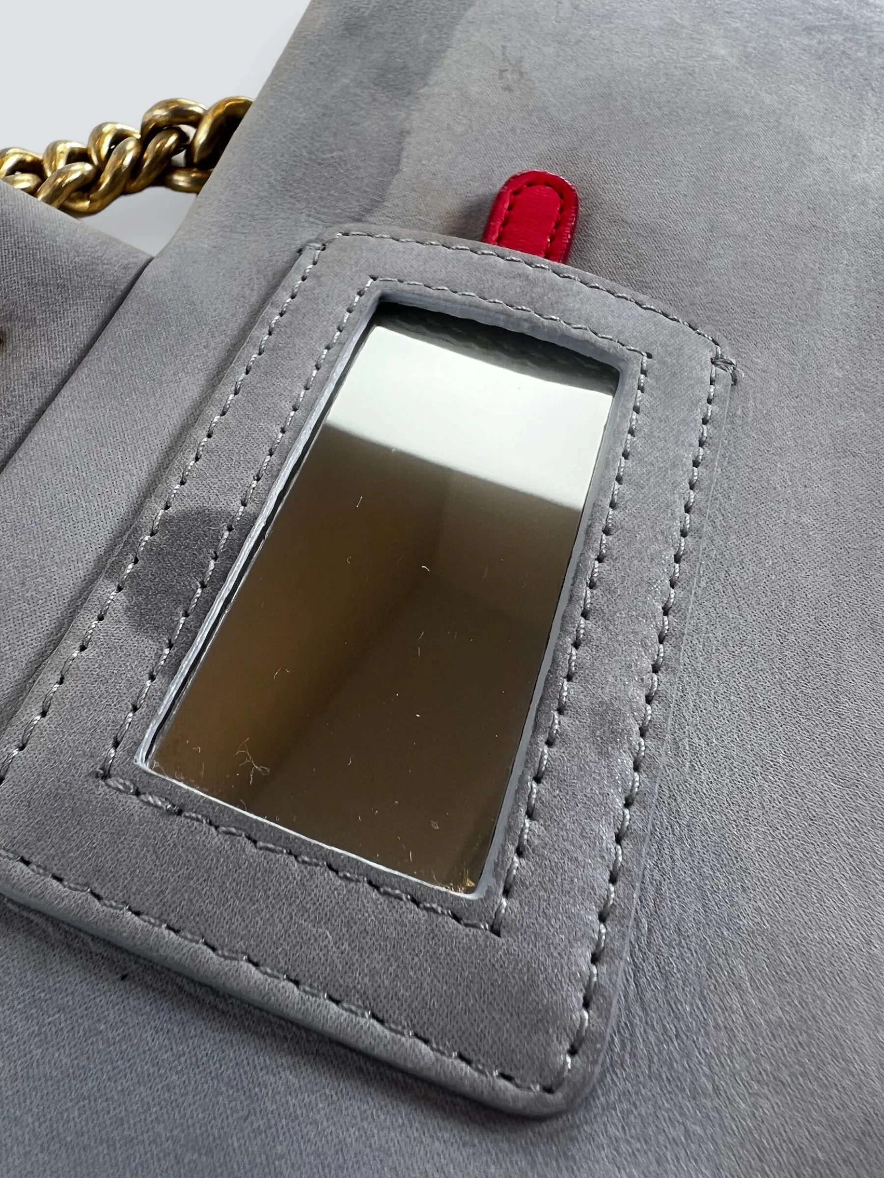 Chanel Powder Grey Quilted Leather Medium Stitch Flap