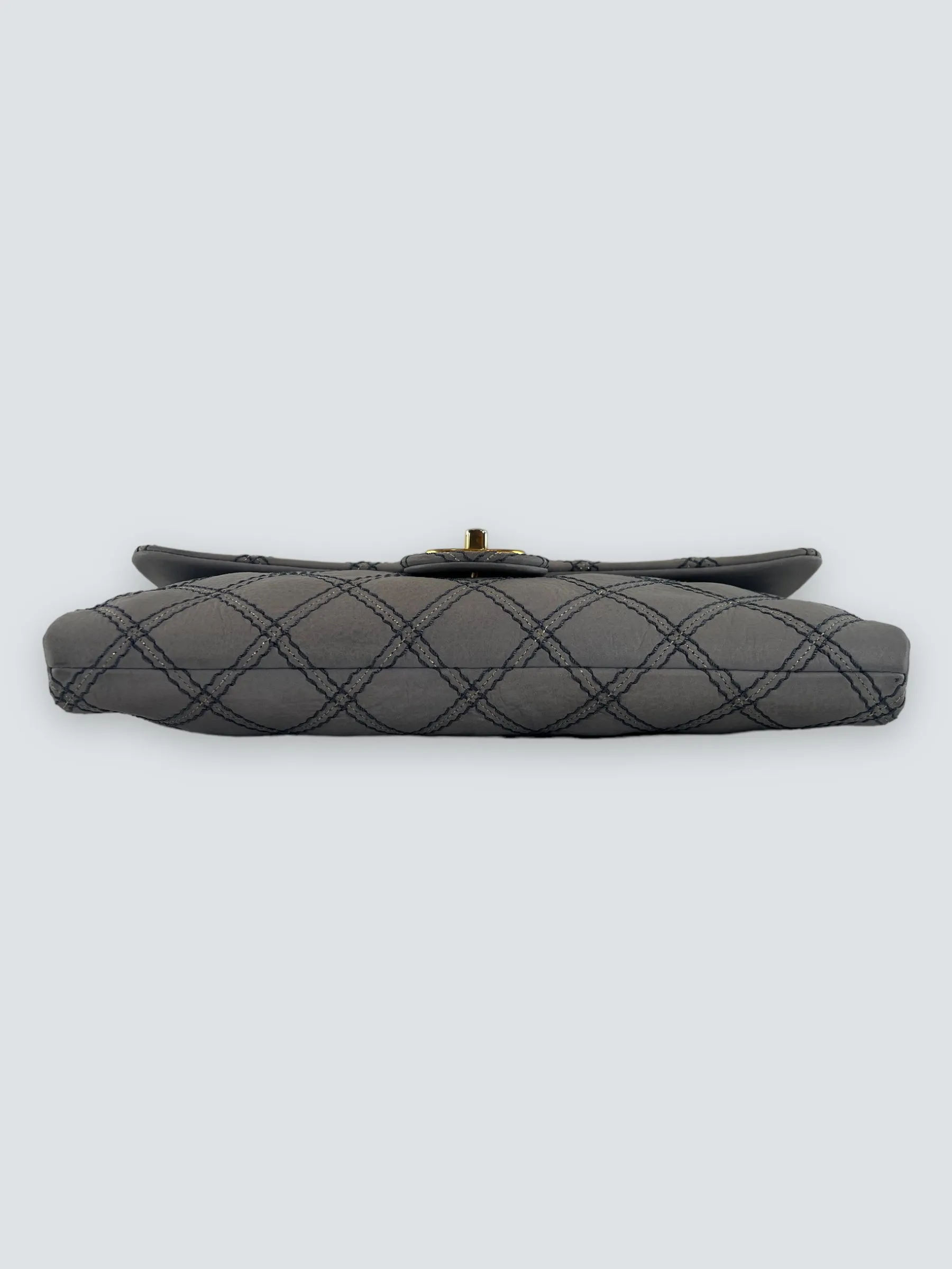 Chanel Powder Grey Quilted Leather Medium Stitch Flap