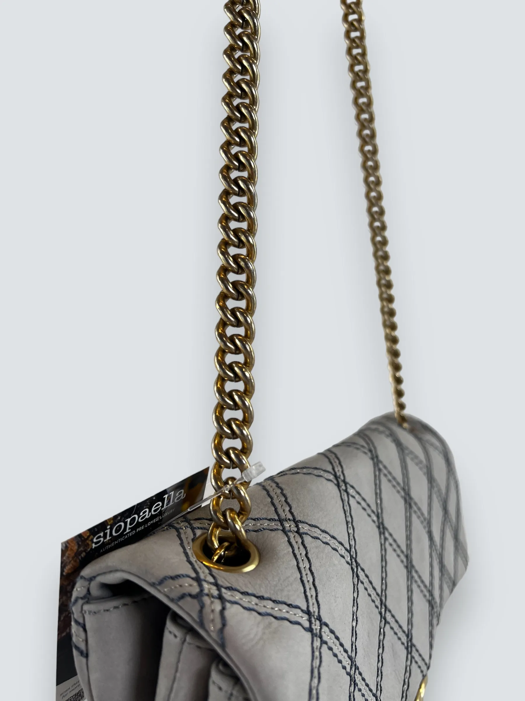 Chanel Powder Grey Quilted Leather Medium Stitch Flap