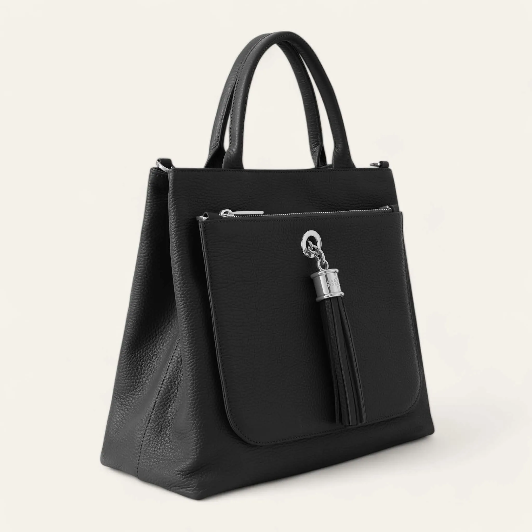 Dahlia Tote | Black with Silver hardware
