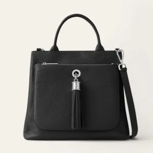Dahlia Tote | Black with Silver hardware