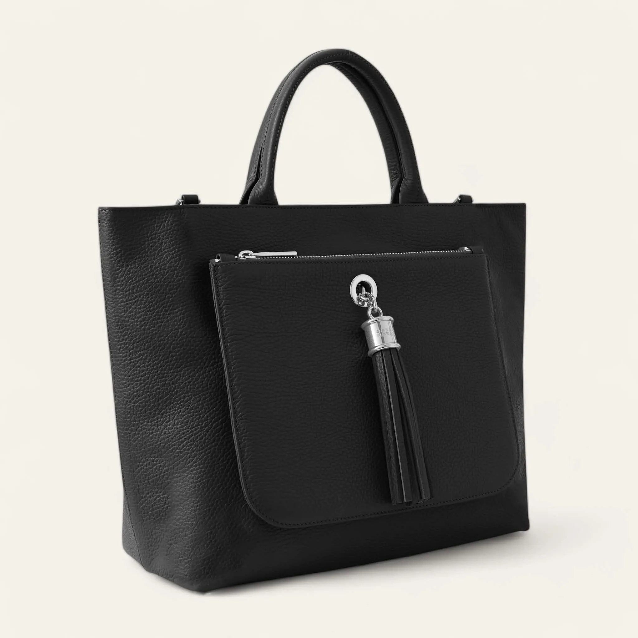 Dahlia Tote | Black with Silver hardware