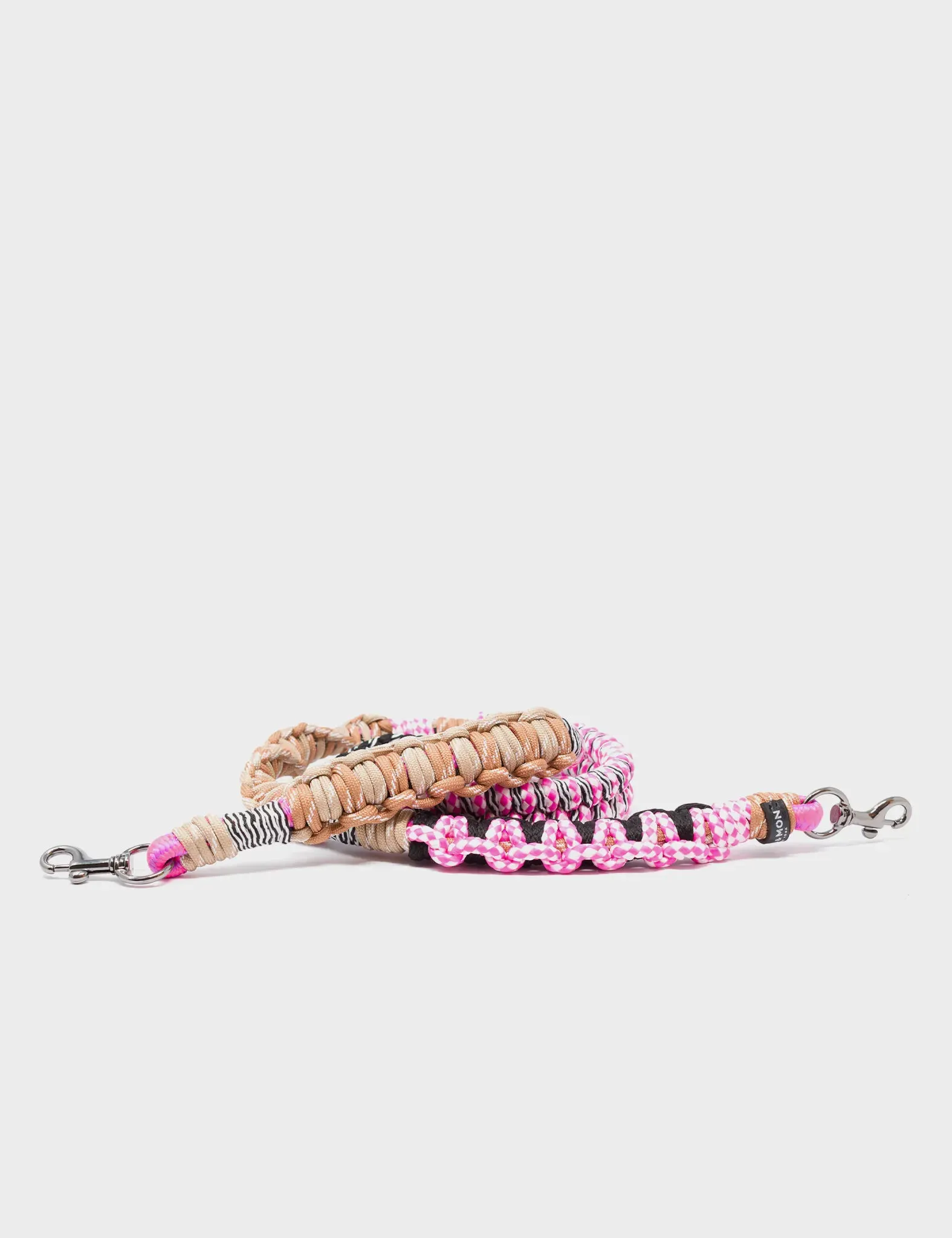 Detachable Shoulder Strap - Black. Fuchsia and Pink Handwoven Paracord