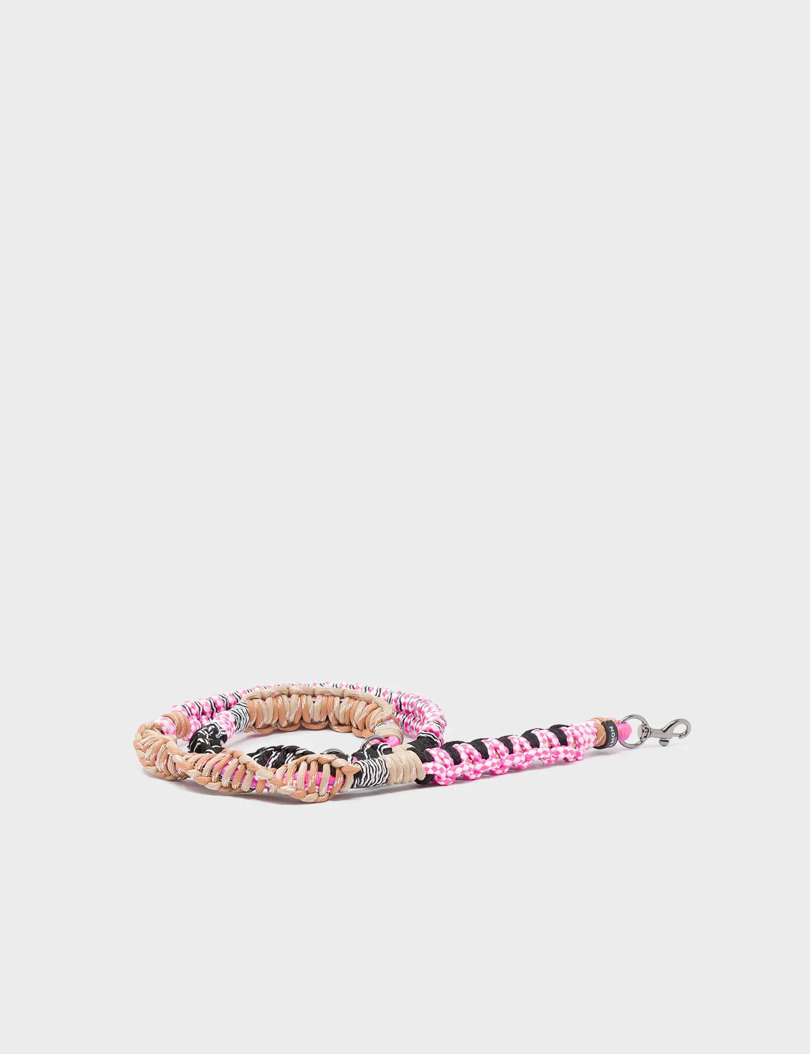 Detachable Shoulder Strap - Black. Fuchsia and Pink Handwoven Paracord