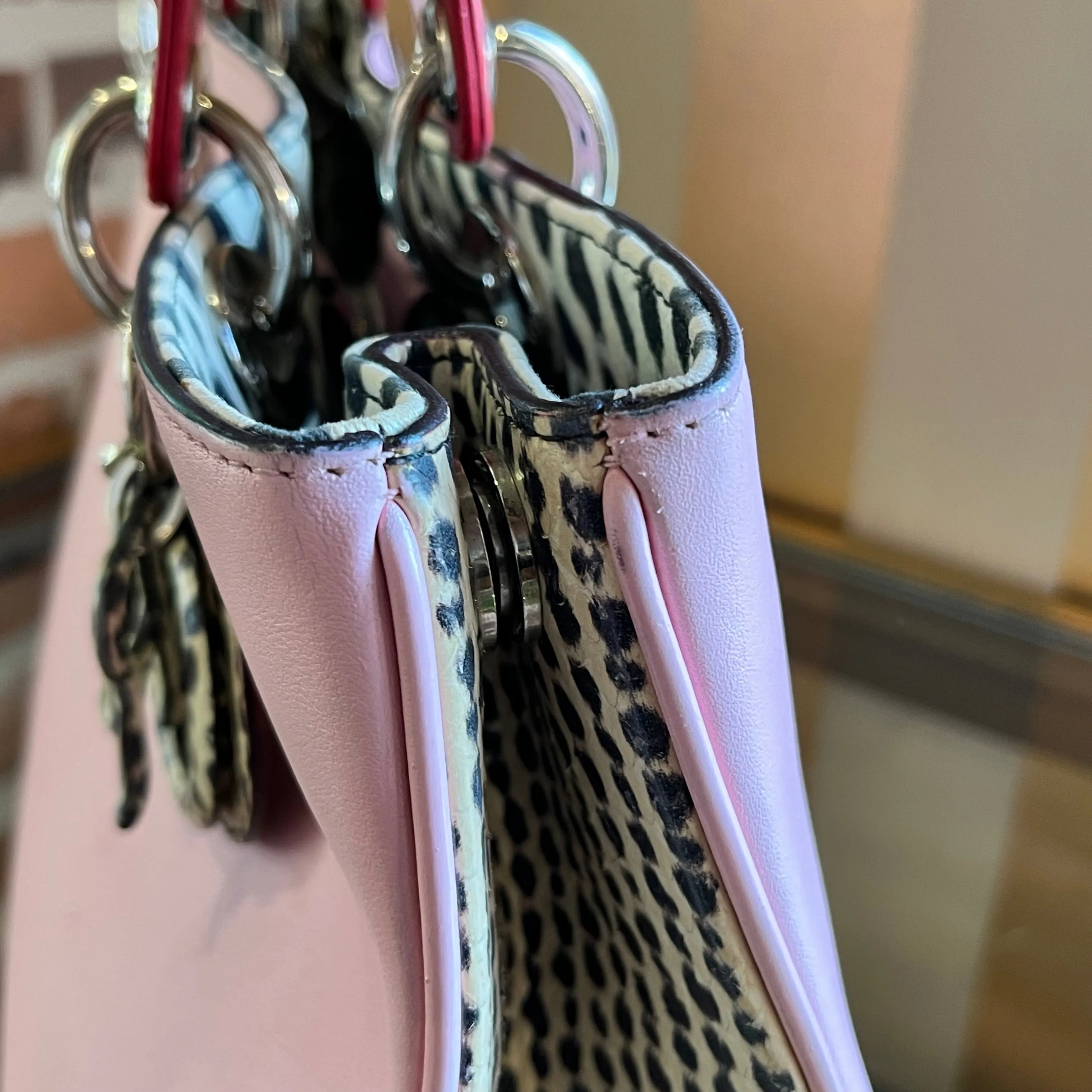 DIOR Medium Diorissimo Python Calfskin Leopard Print Tote Bag