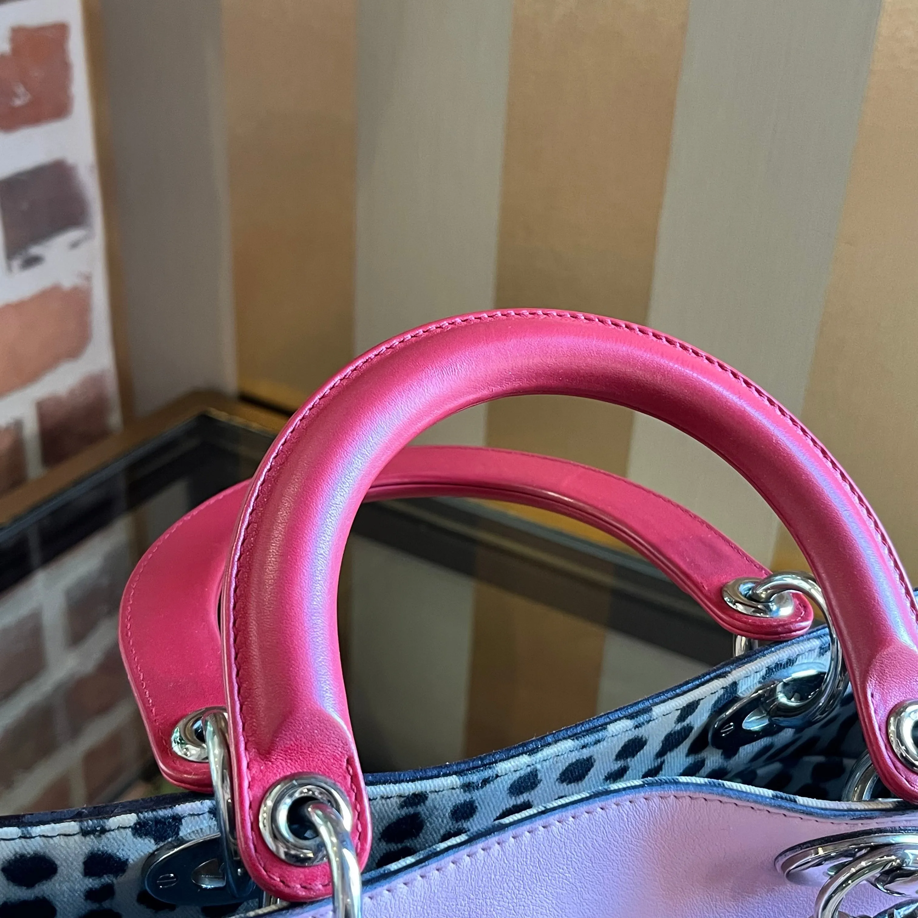 DIOR Medium Diorissimo Python Calfskin Leopard Print Tote Bag