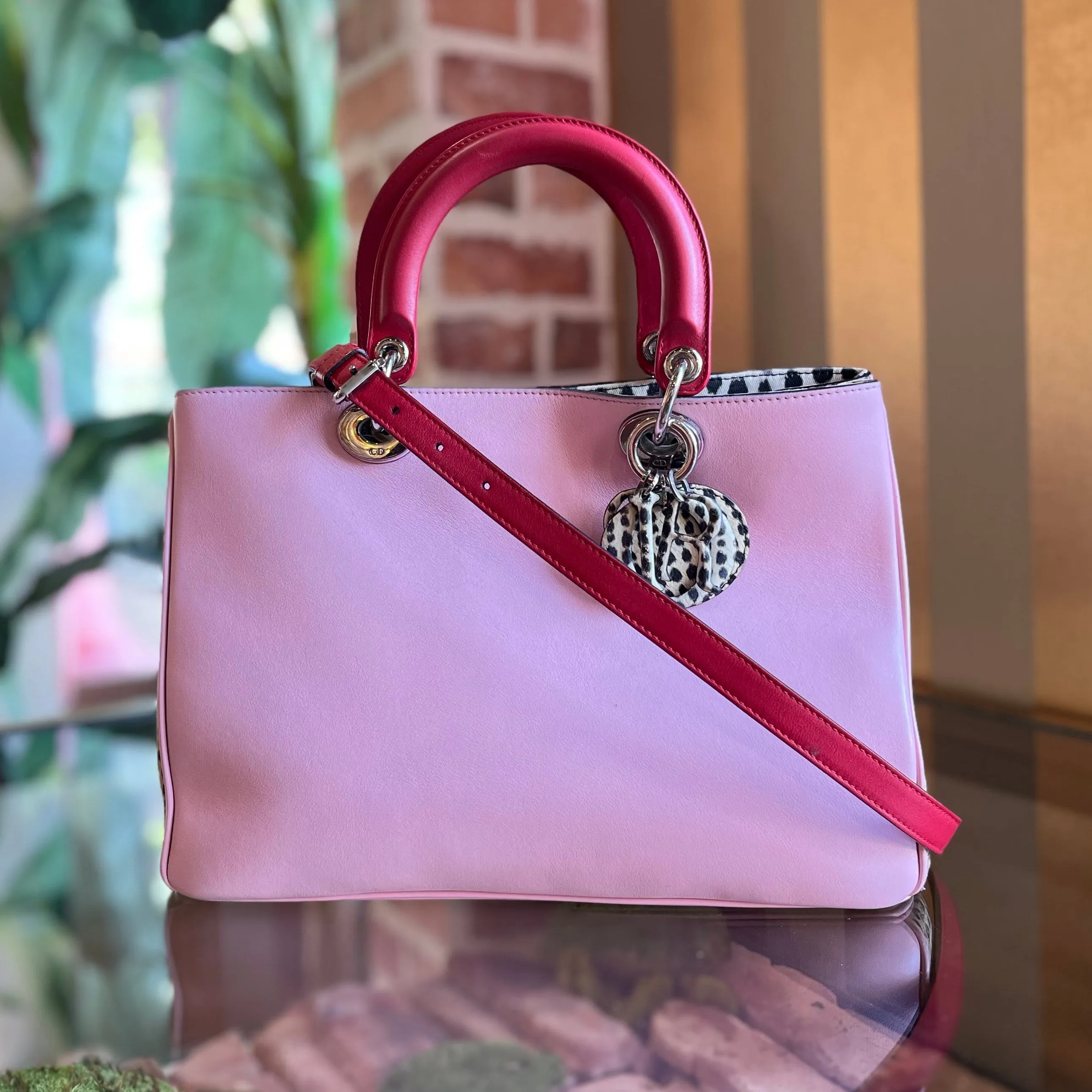 DIOR Medium Diorissimo Python Calfskin Leopard Print Tote Bag