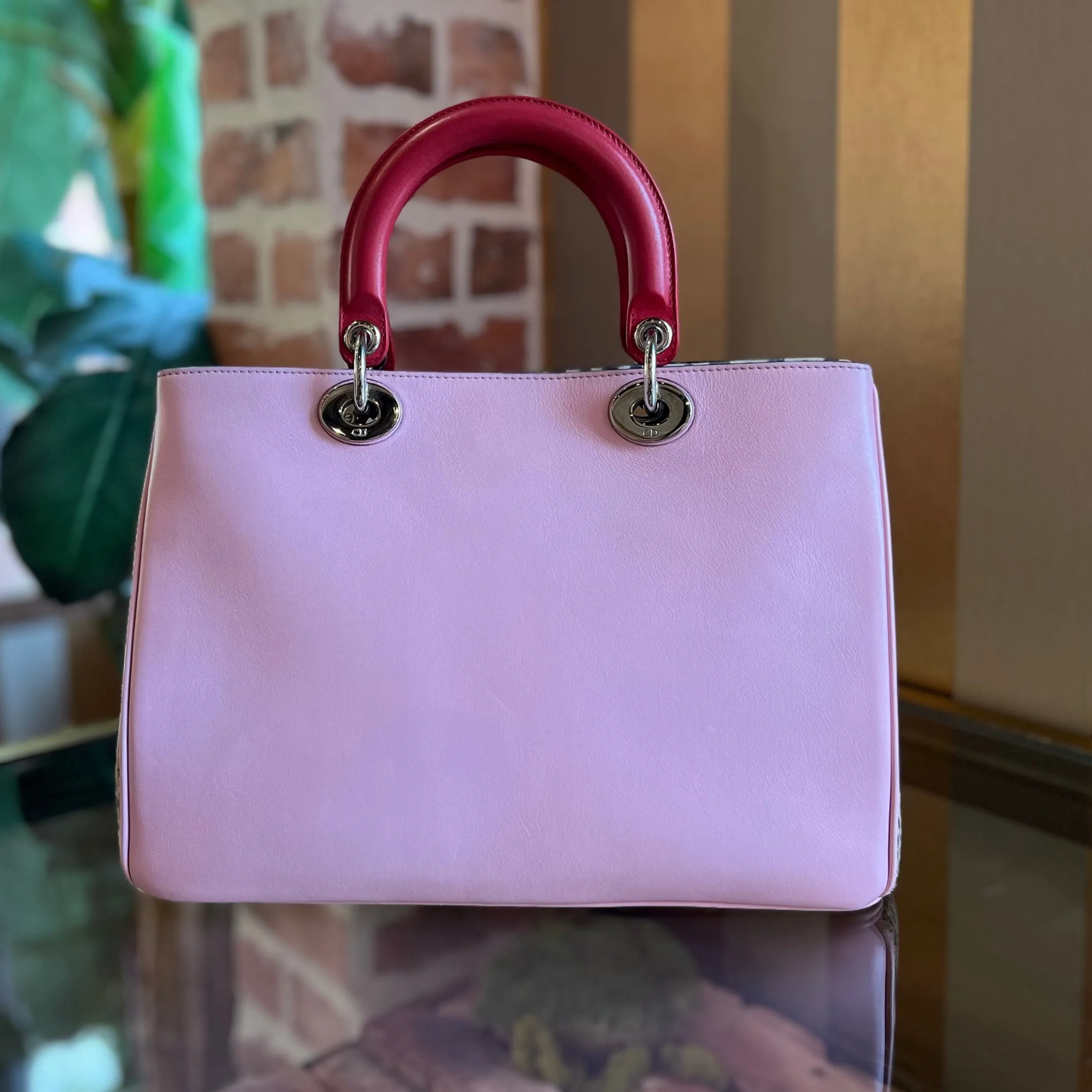 DIOR Medium Diorissimo Python Calfskin Leopard Print Tote Bag