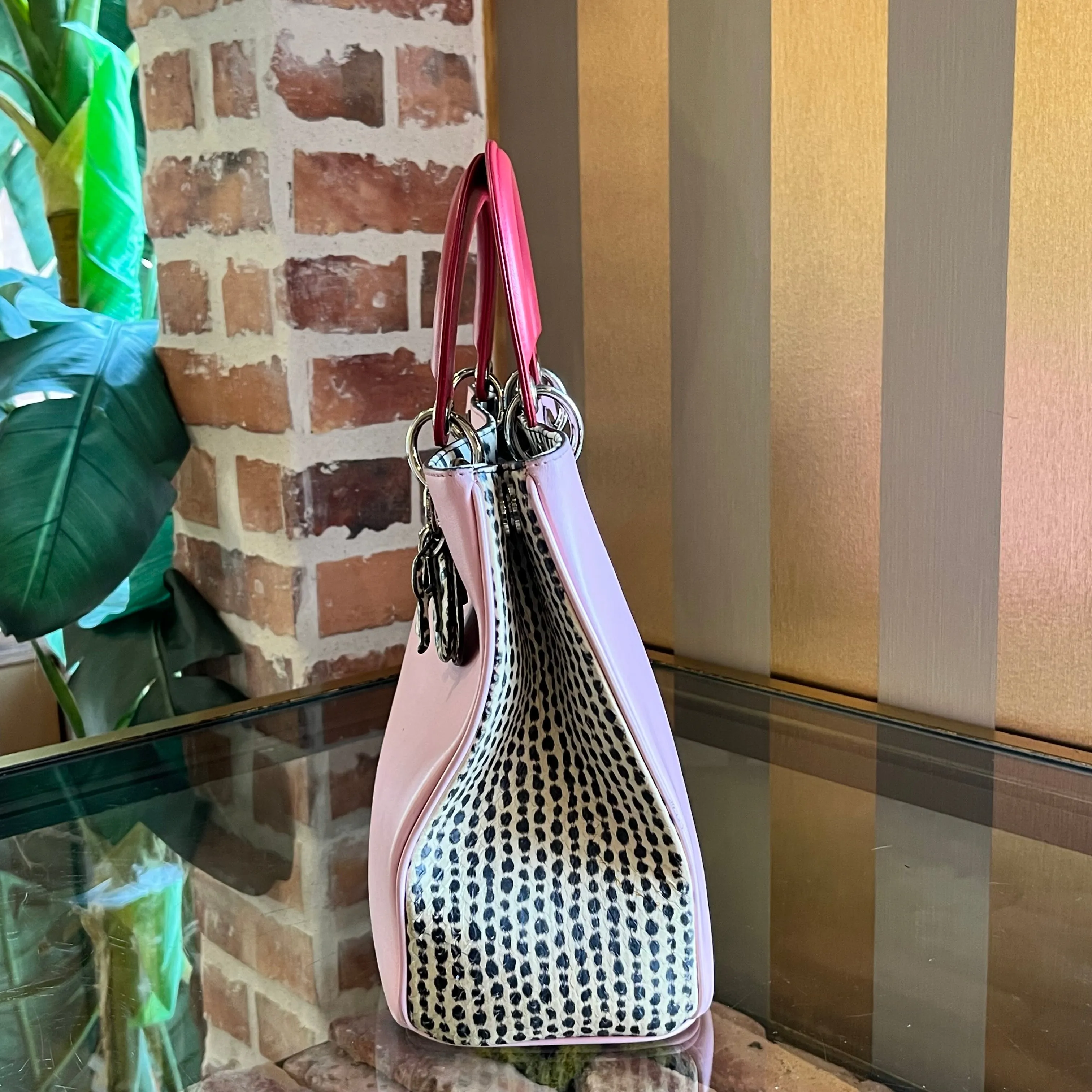 DIOR Medium Diorissimo Python Calfskin Leopard Print Tote Bag