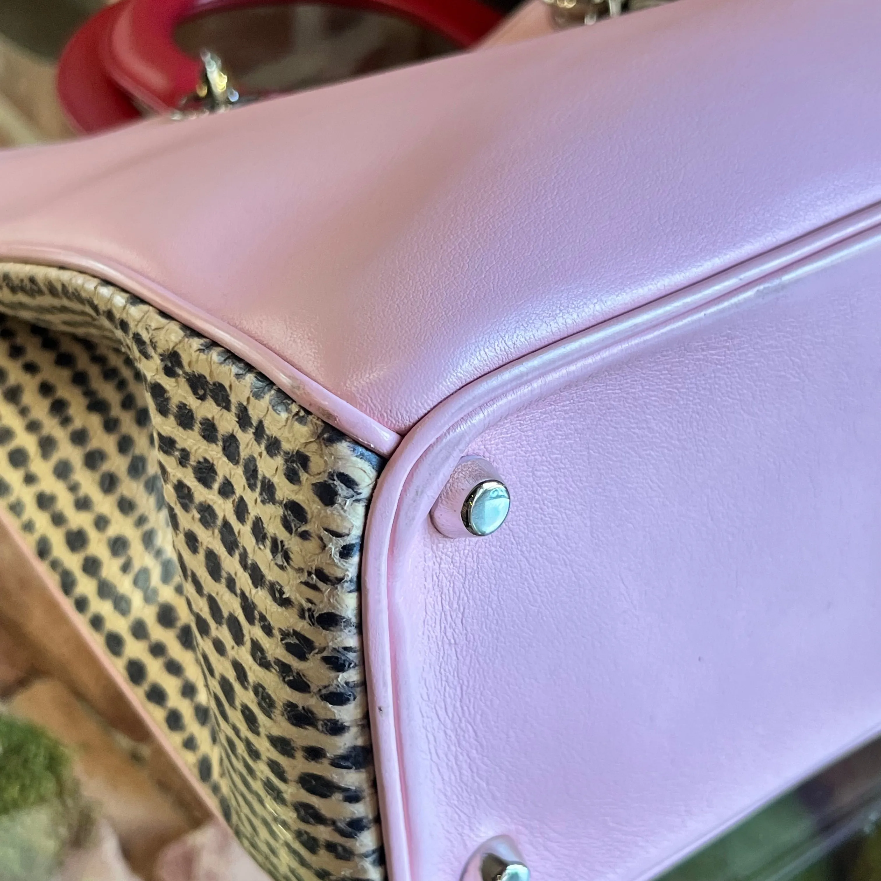 DIOR Medium Diorissimo Python Calfskin Leopard Print Tote Bag