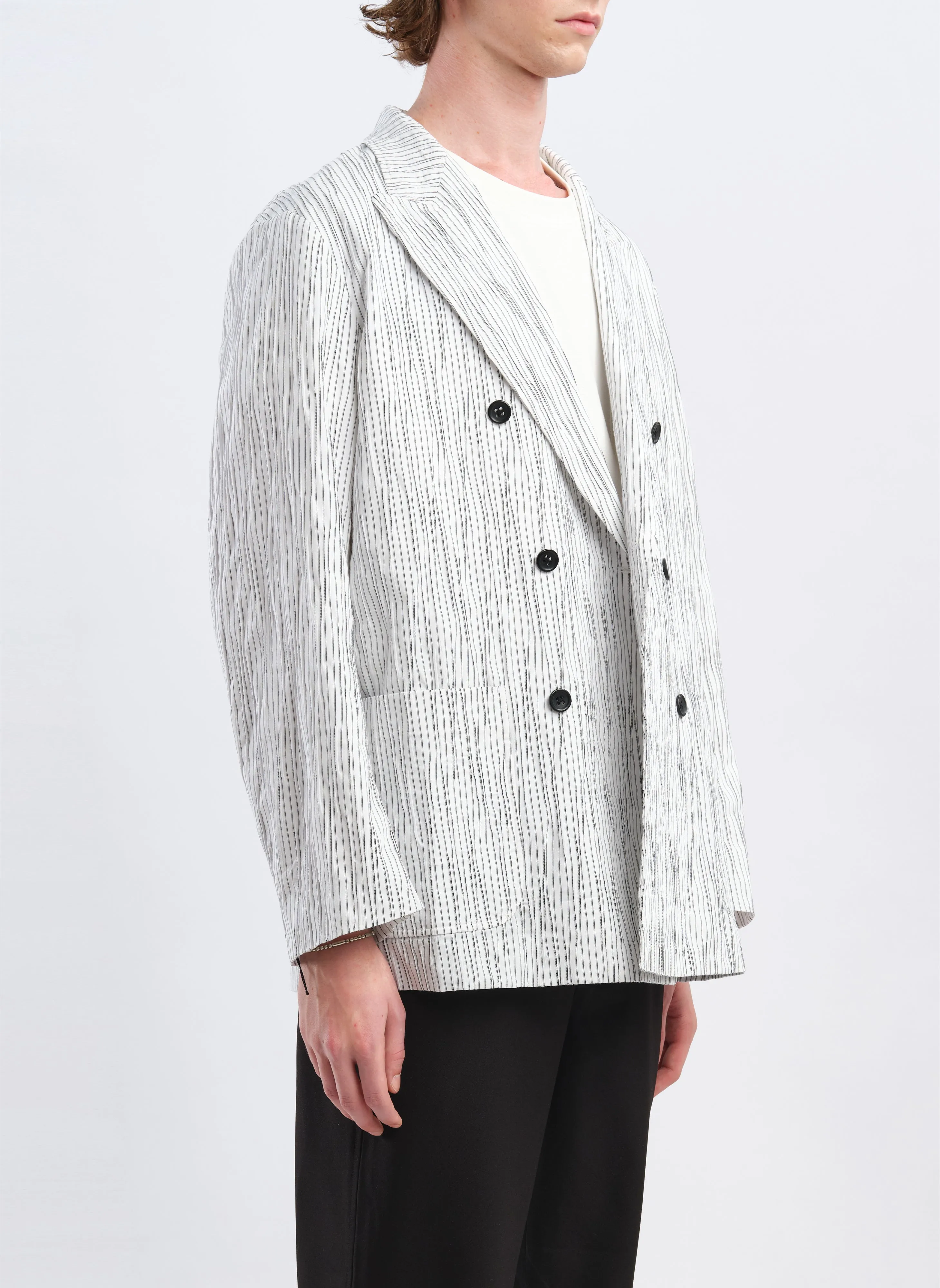Distort Cotton Dobby Cloth Double Breasted Blazer