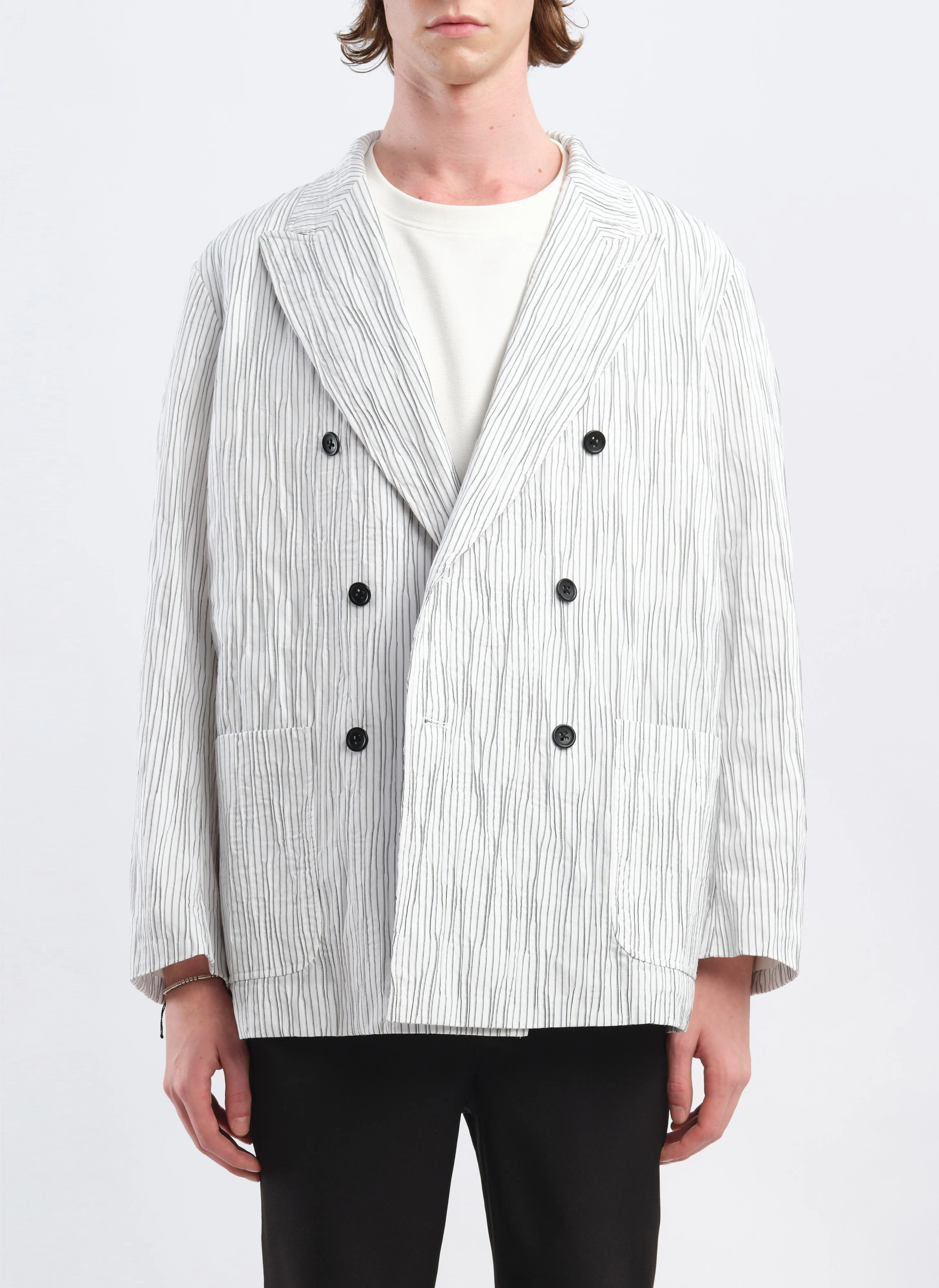 Distort Cotton Dobby Cloth Double Breasted Blazer