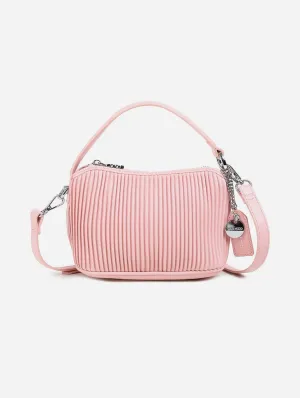 Ella Vegan Leather Crossbody Bag | Light Pink Pleated