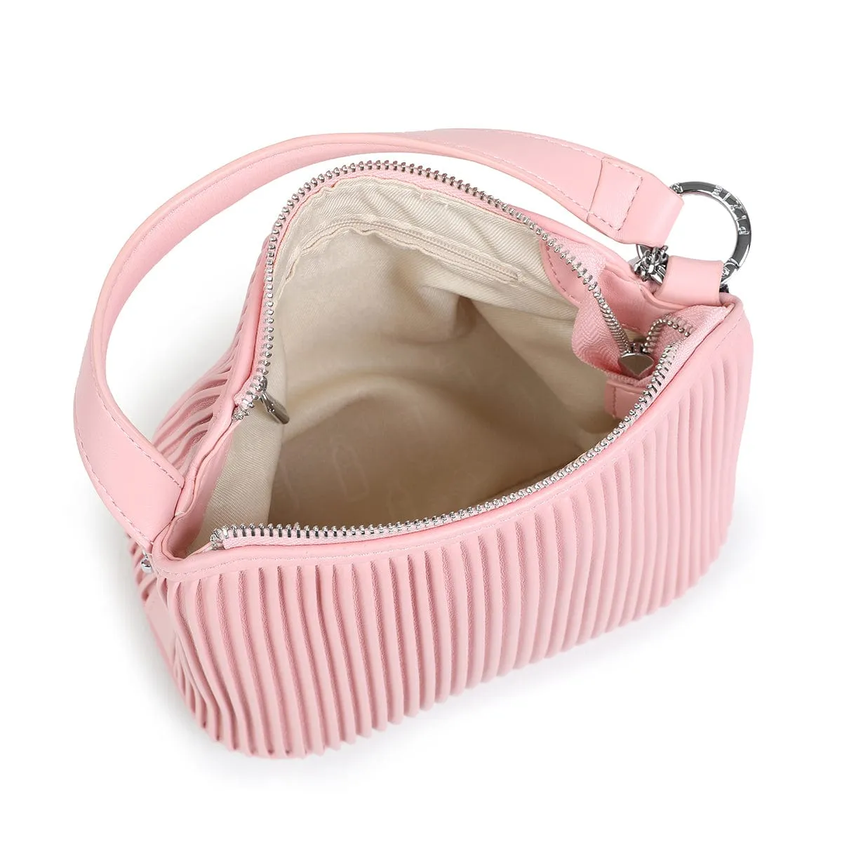 Ella Vegan Leather Crossbody Bag | Light Pink Pleated