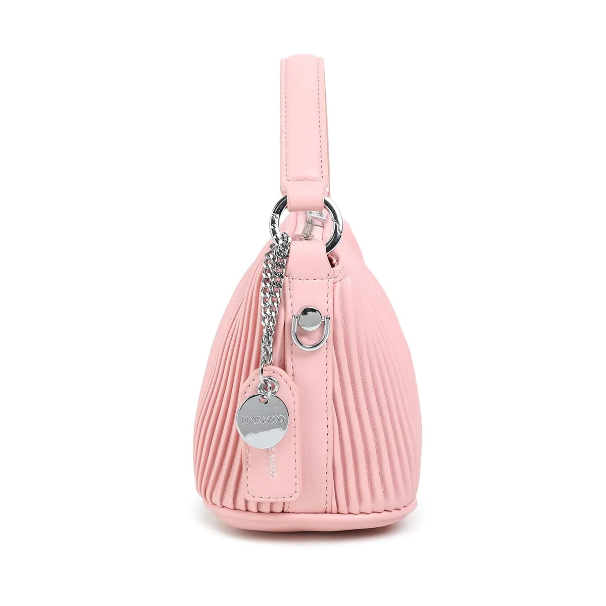 Ella Vegan Leather Crossbody Bag | Light Pink Pleated