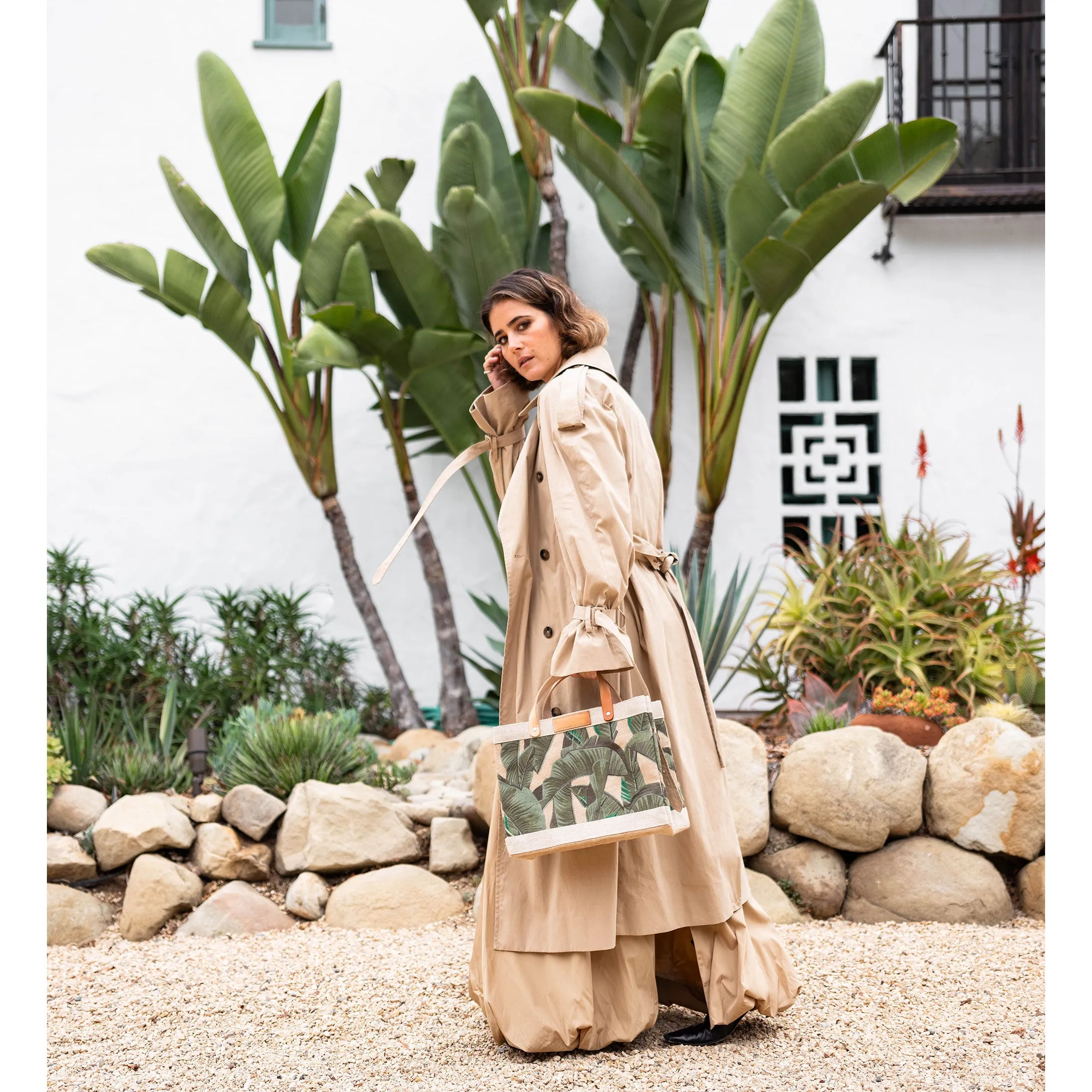 Embroidered Palm Leaf Market Tote