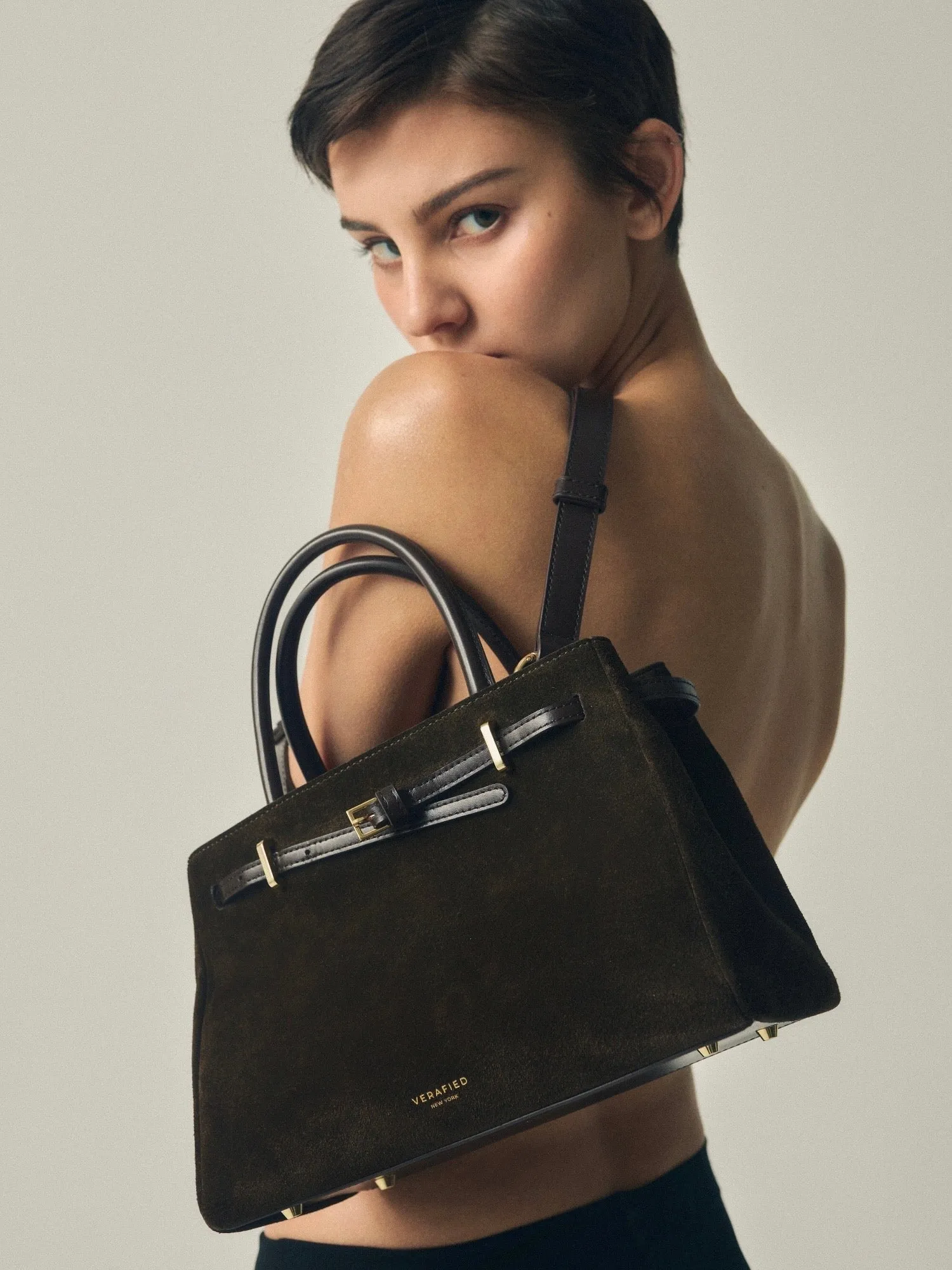 Espresso Suede Book Tote Bag 25