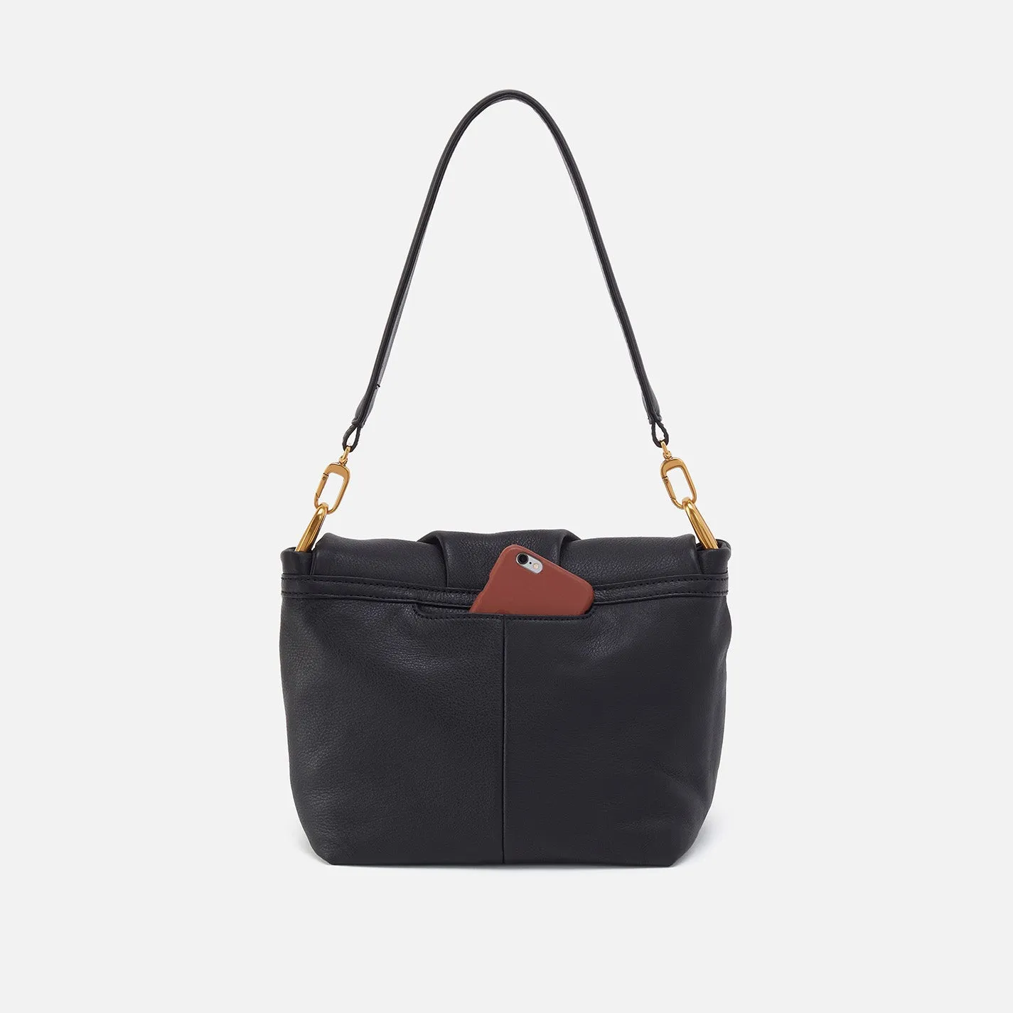 Harley Convertible Shoulder Bag in Pebbled Leather - Black