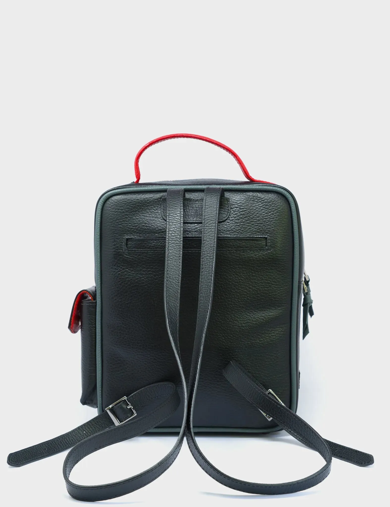 Ilan Black Leather Backpack - Happy Tiger Design