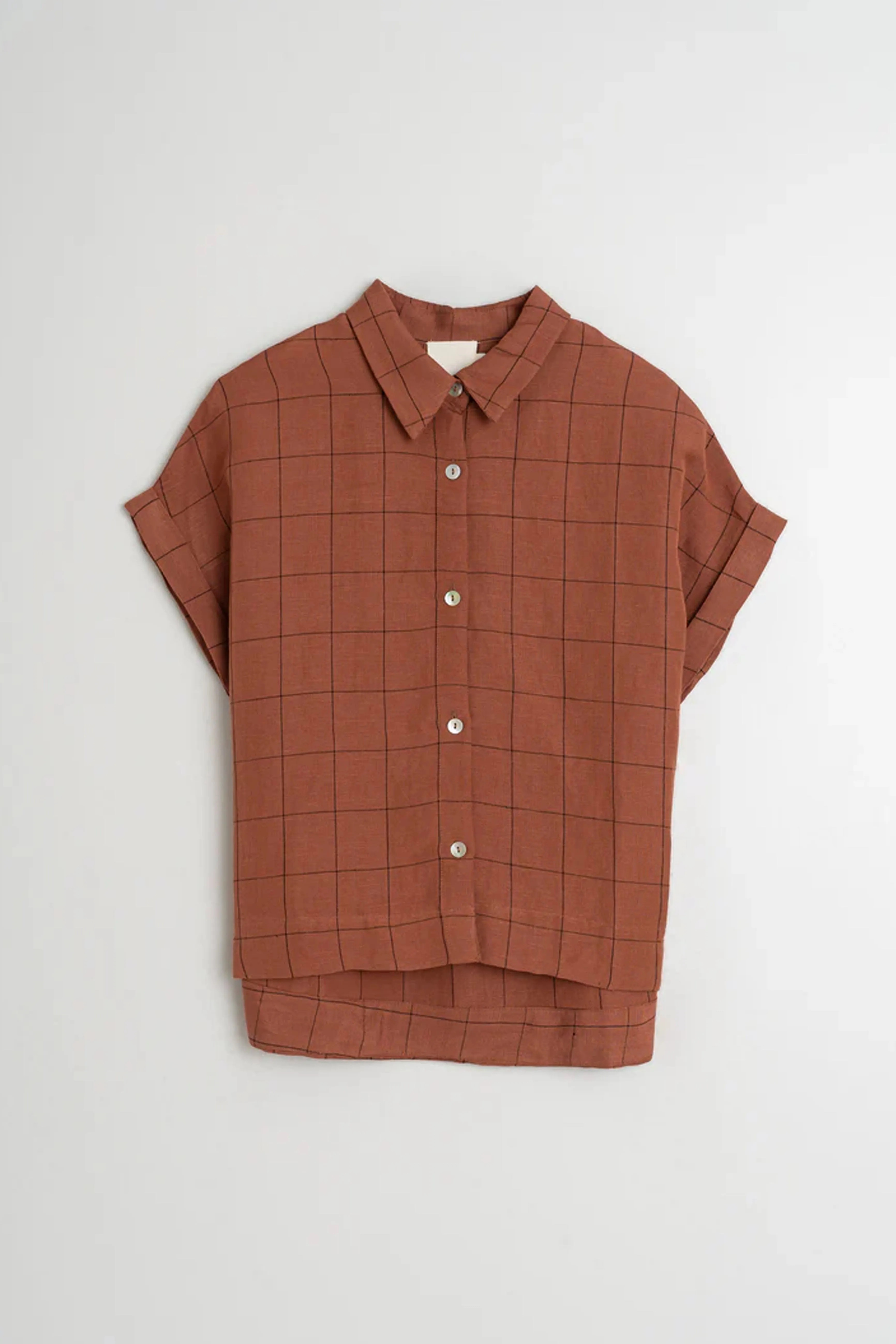 Indi & Cold Windowpane Check Chocolate Shirt