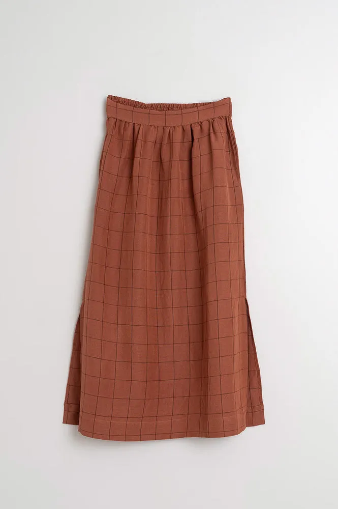 Indi & Cold Windowpane Checked Chocolate Skirt