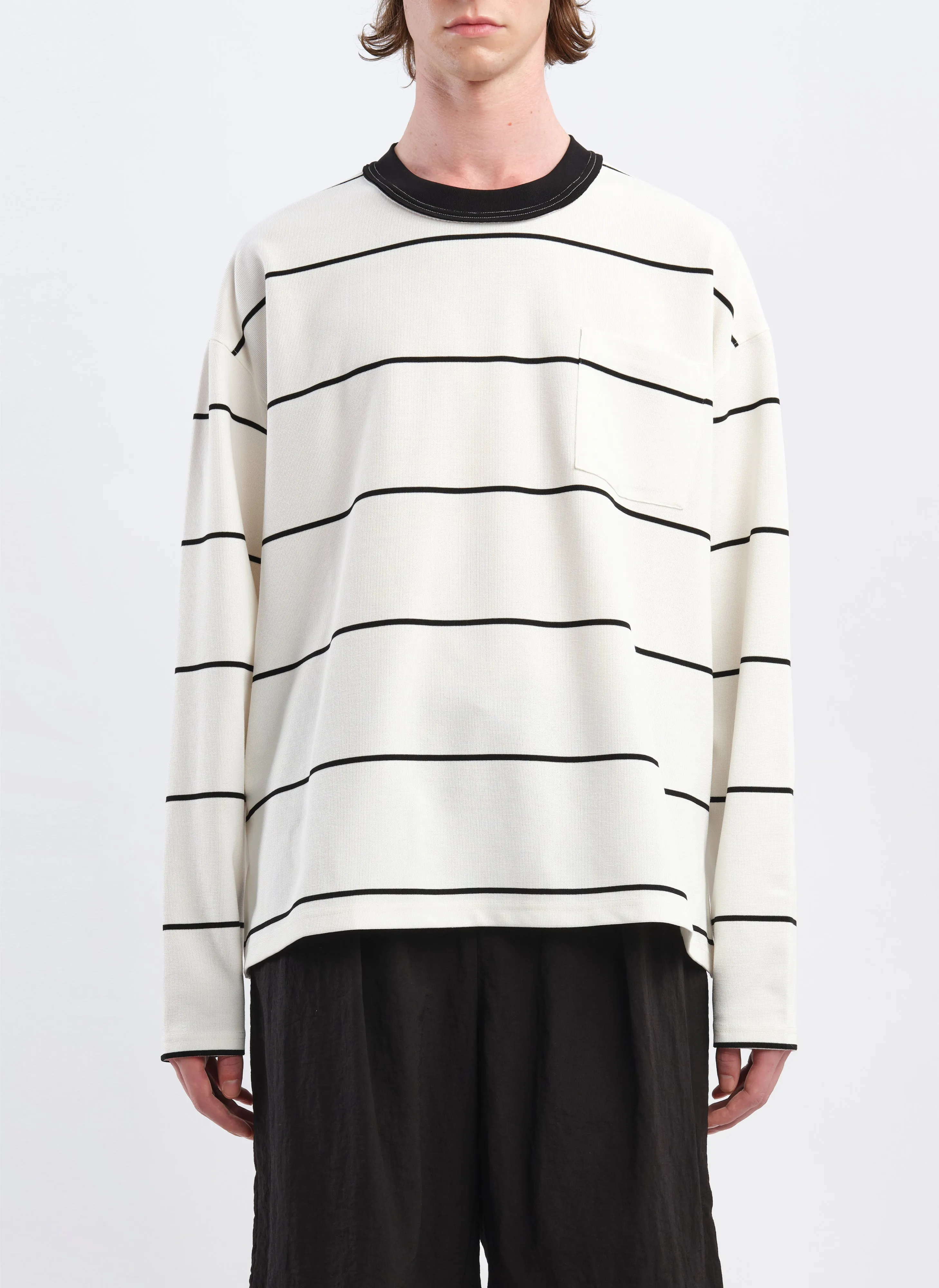 Jacquard Long Sleeves Border Top