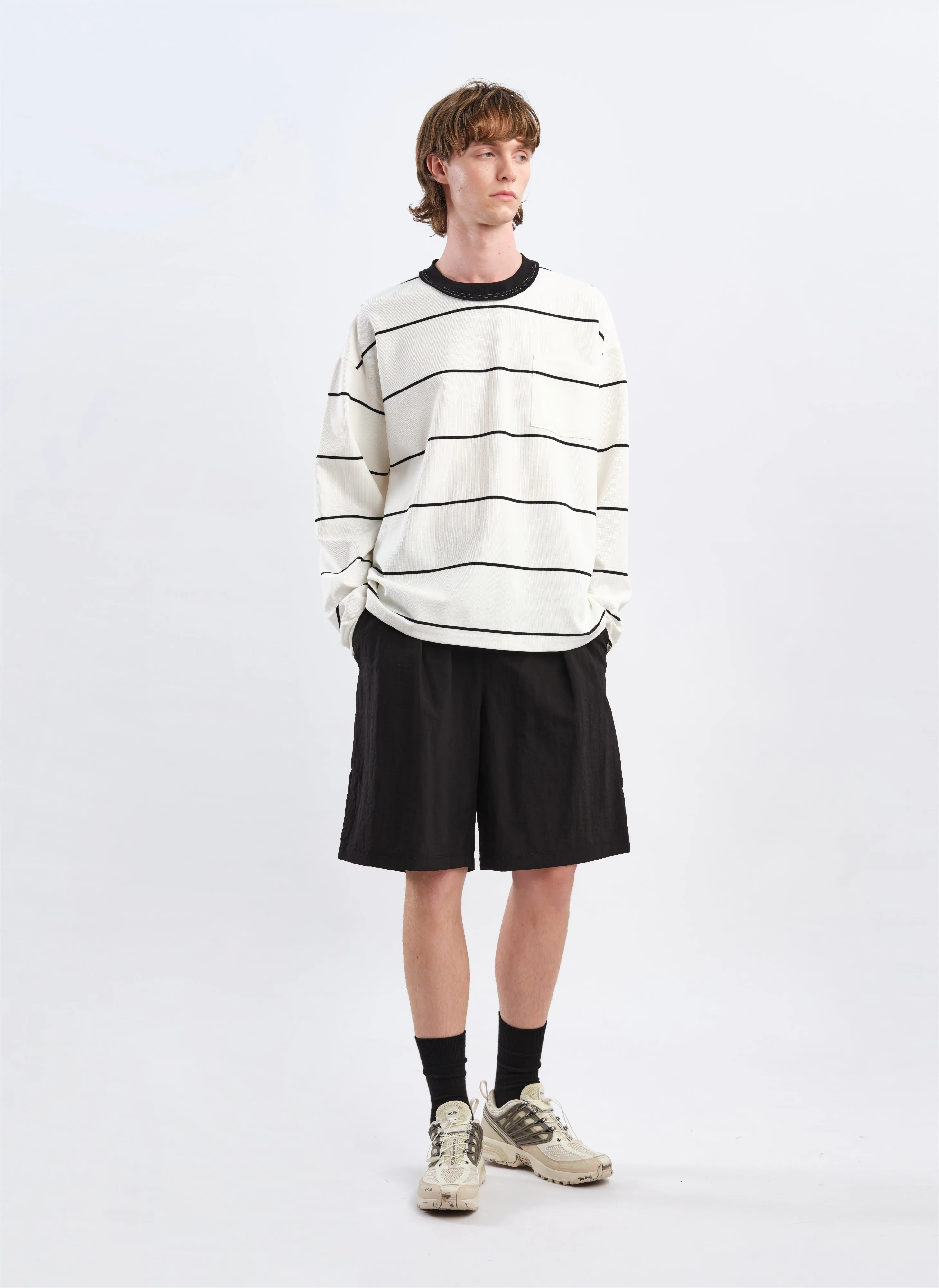 Jacquard Long Sleeves Border Top