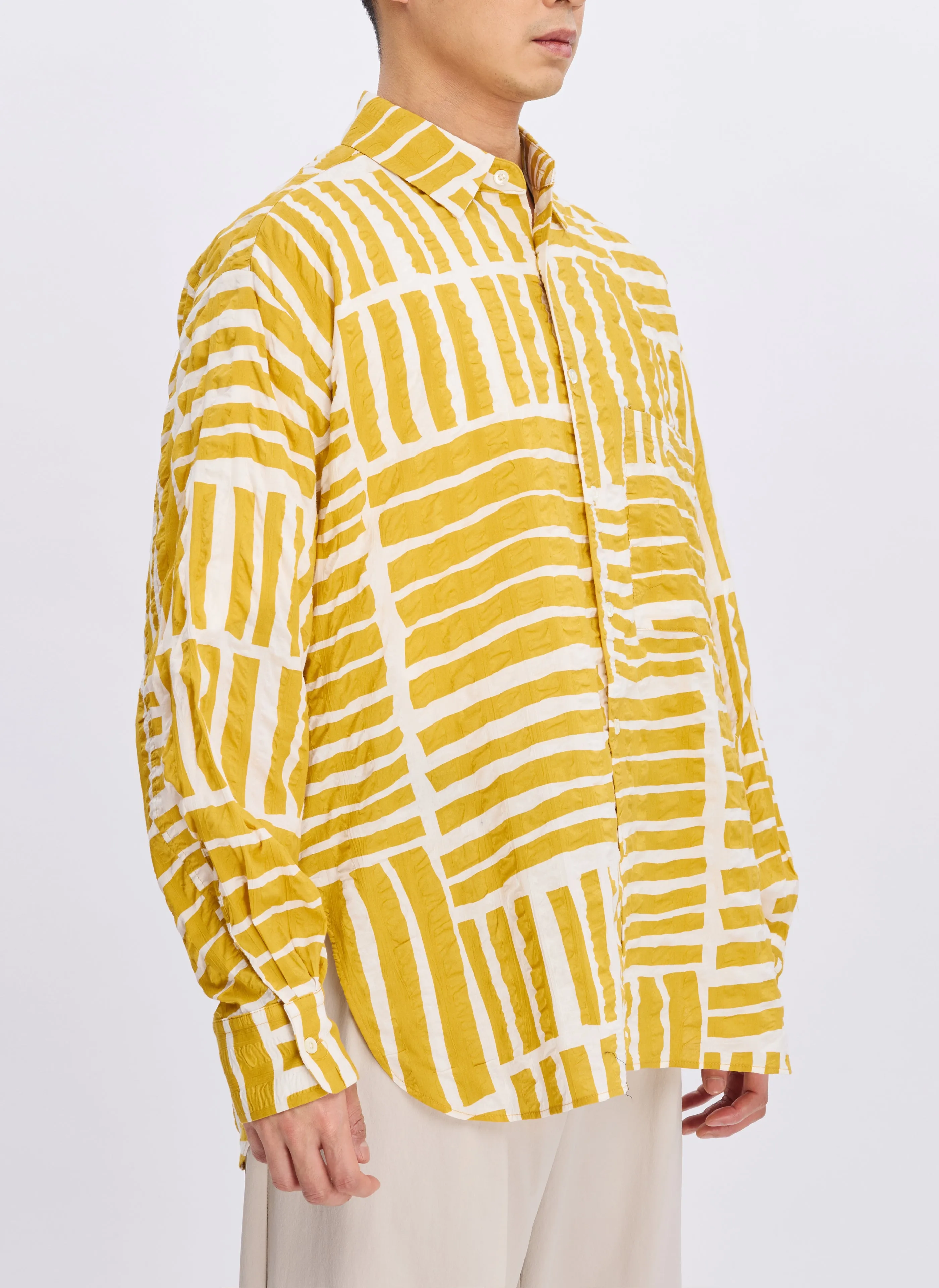 Japan Made Miracle Wave Cotton Seersucker Stripe Shirt
