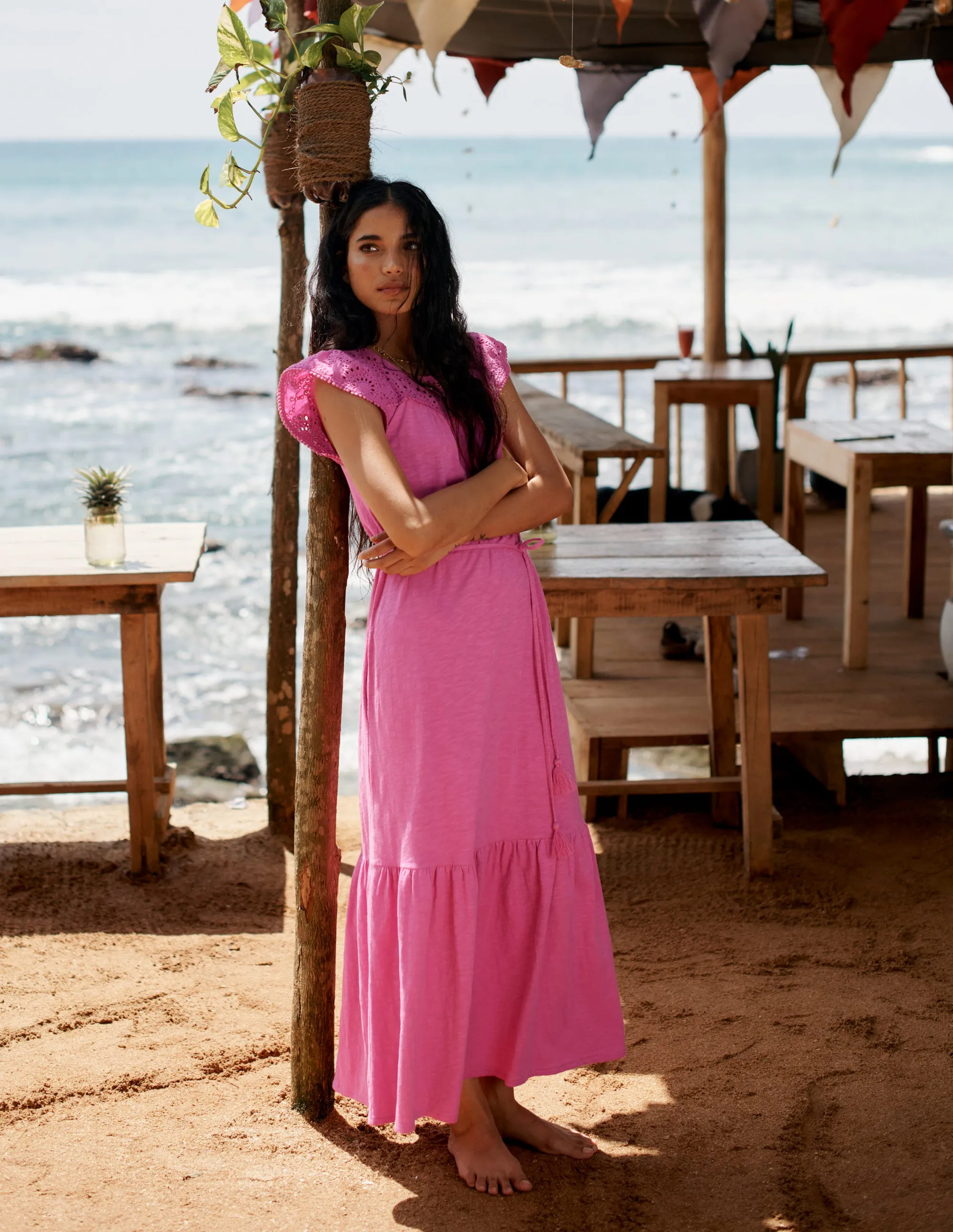 Juliet Broderie Midi Dress-Tickled Pink
