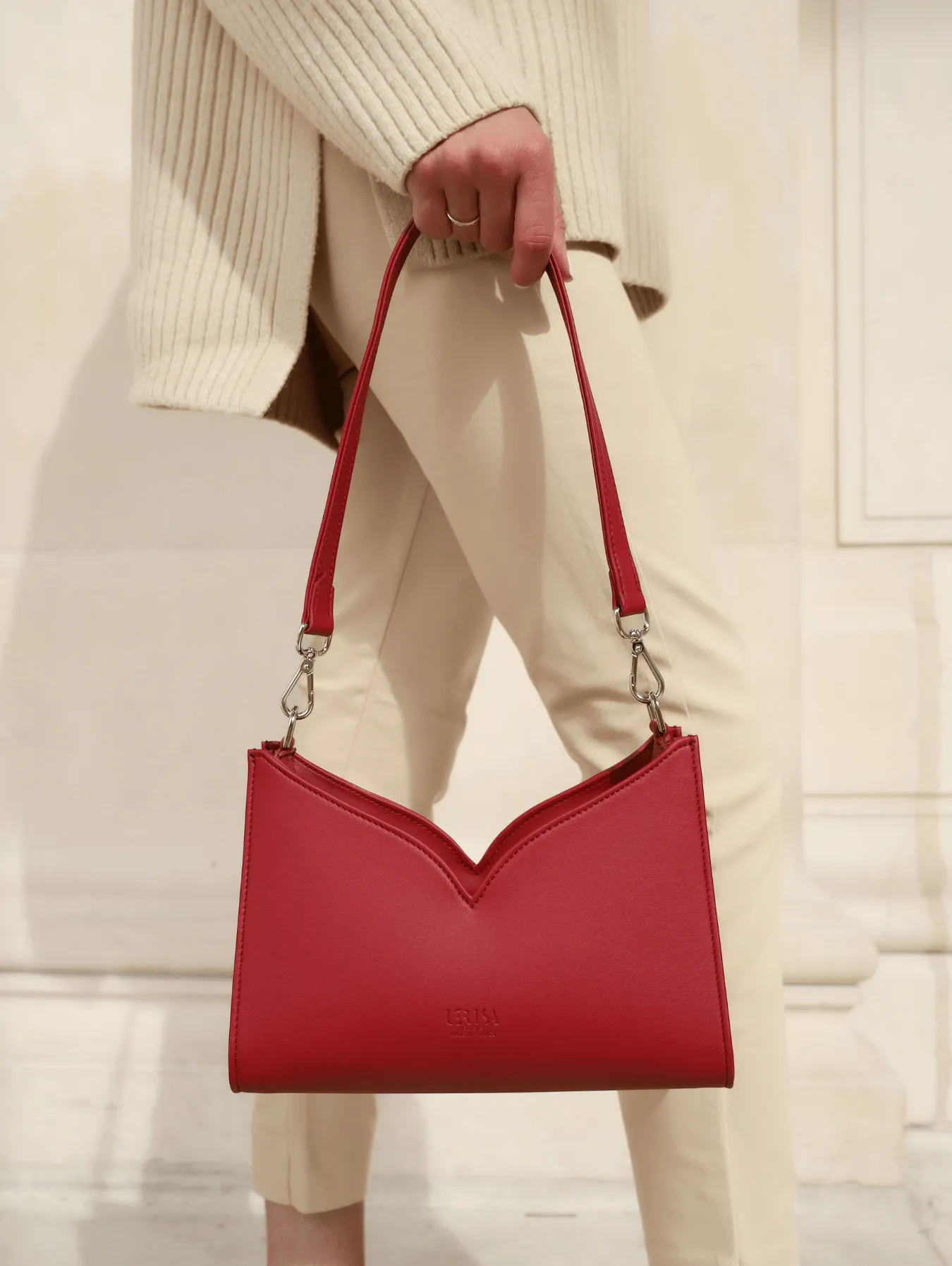 Lerisa Grape Leather Vegan Crossbody Bag | Red