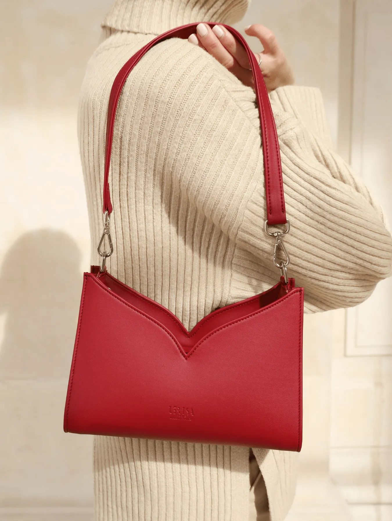 Lerisa Grape Leather Vegan Crossbody Bag | Red