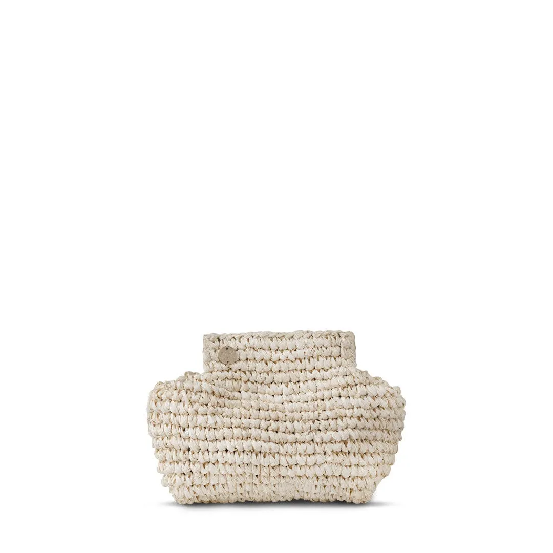 Lilis Vegan Small Raffia Frame Clutch | Natural & Copper Stripe