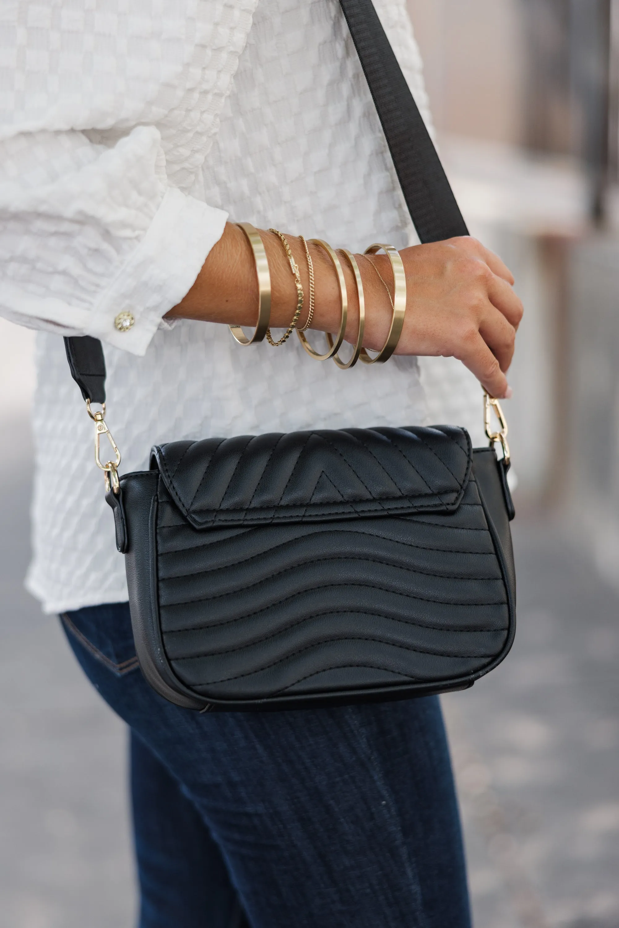 Listen To Your Heart Black Crossbody Purse