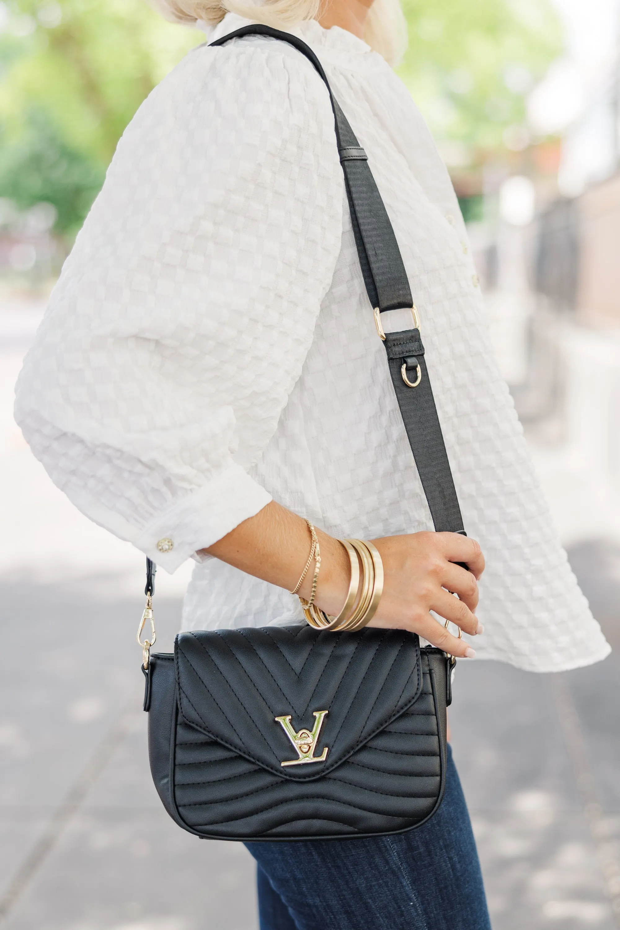 Listen To Your Heart Black Crossbody Purse